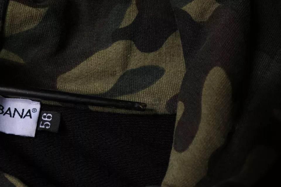 Dolce & Gabbana Black Camouflage Hooded Sweatshirt Sweater - Hilstor