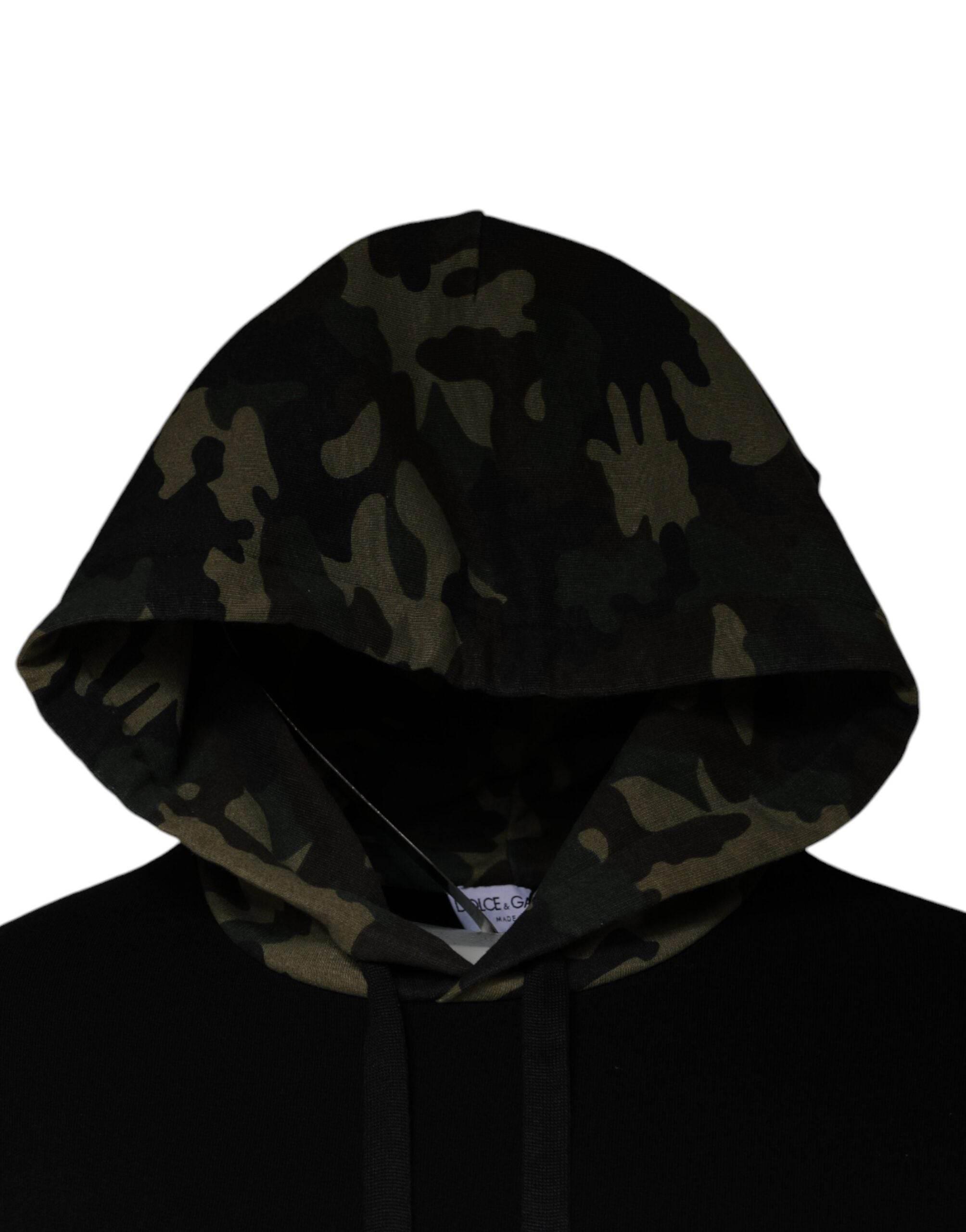 Dolce & Gabbana Black Camouflage Hooded Sweatshirt Sweater - Hilstor