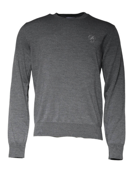 Dolce & Gabbana Dark Gray Wool Crew Neck Pullover Sweater - Hilstor