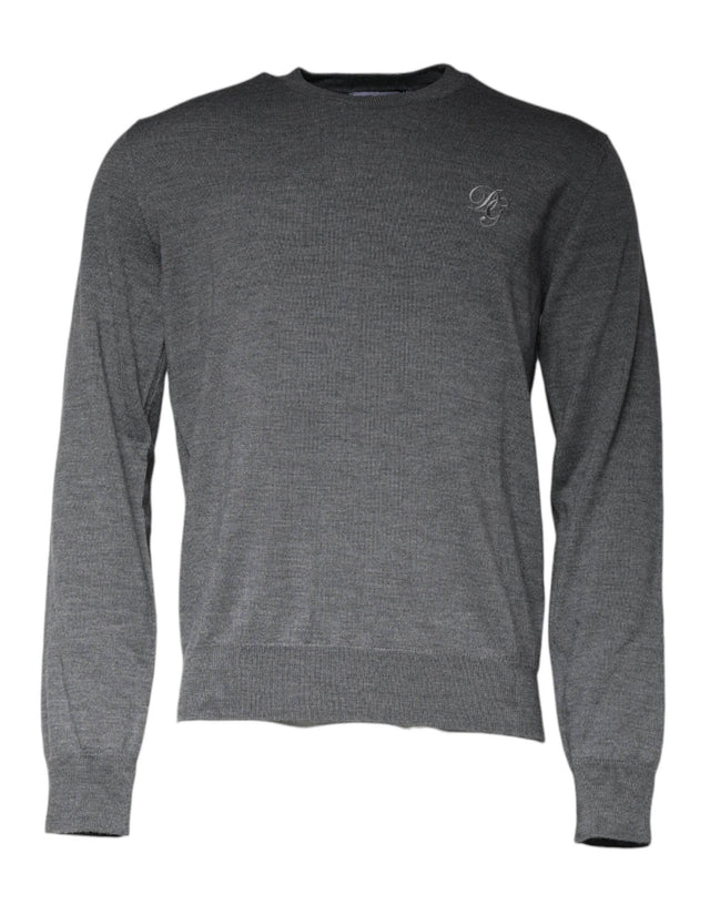 Dolce & Gabbana Dark Gray Wool Crew Neck Pullover Sweater - Hilstor