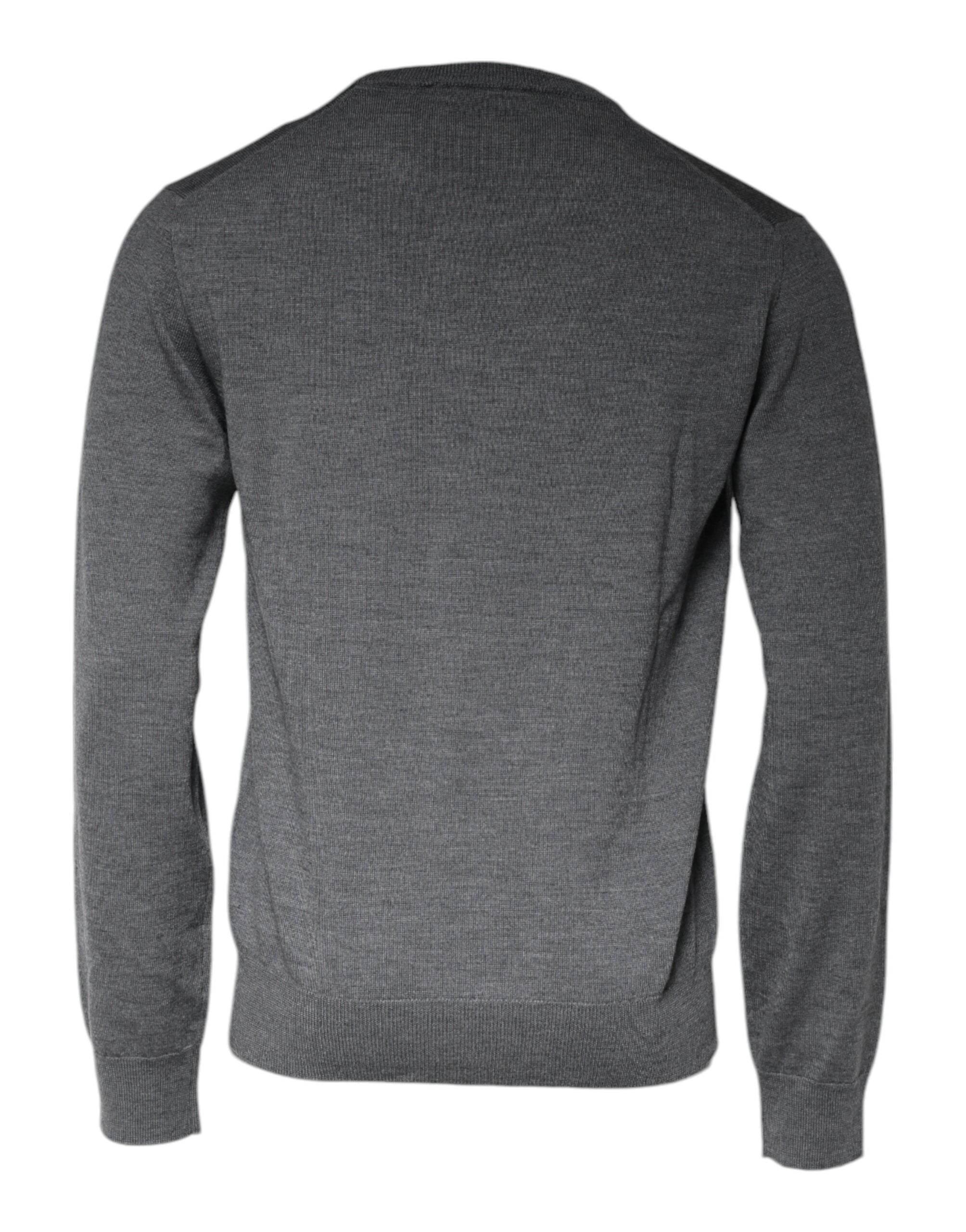 Dolce & Gabbana Dark Gray Wool Crew Neck Pullover Sweater - Hilstor