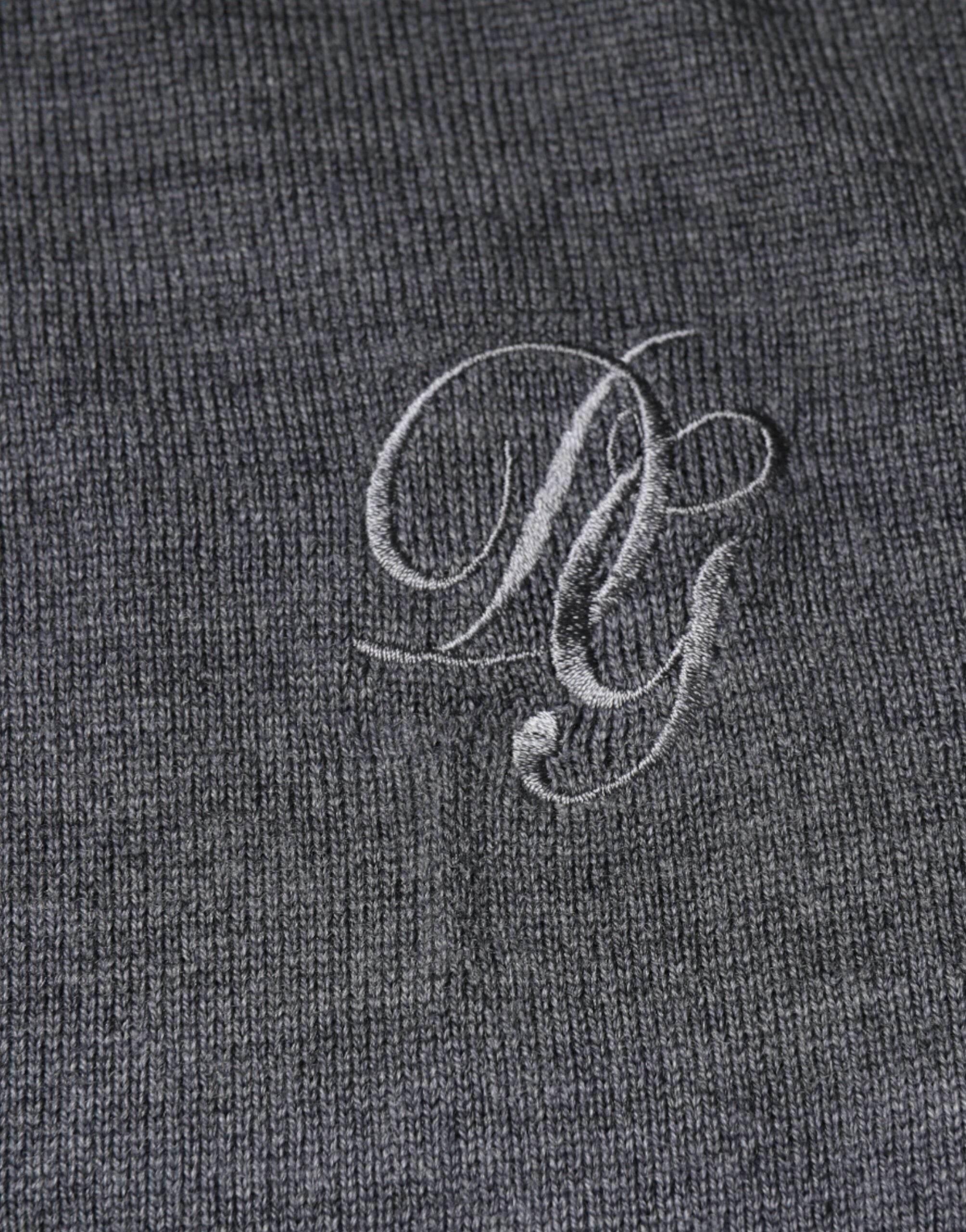 Dolce & Gabbana Dark Gray Wool Crew Neck Pullover Sweater - Hilstor