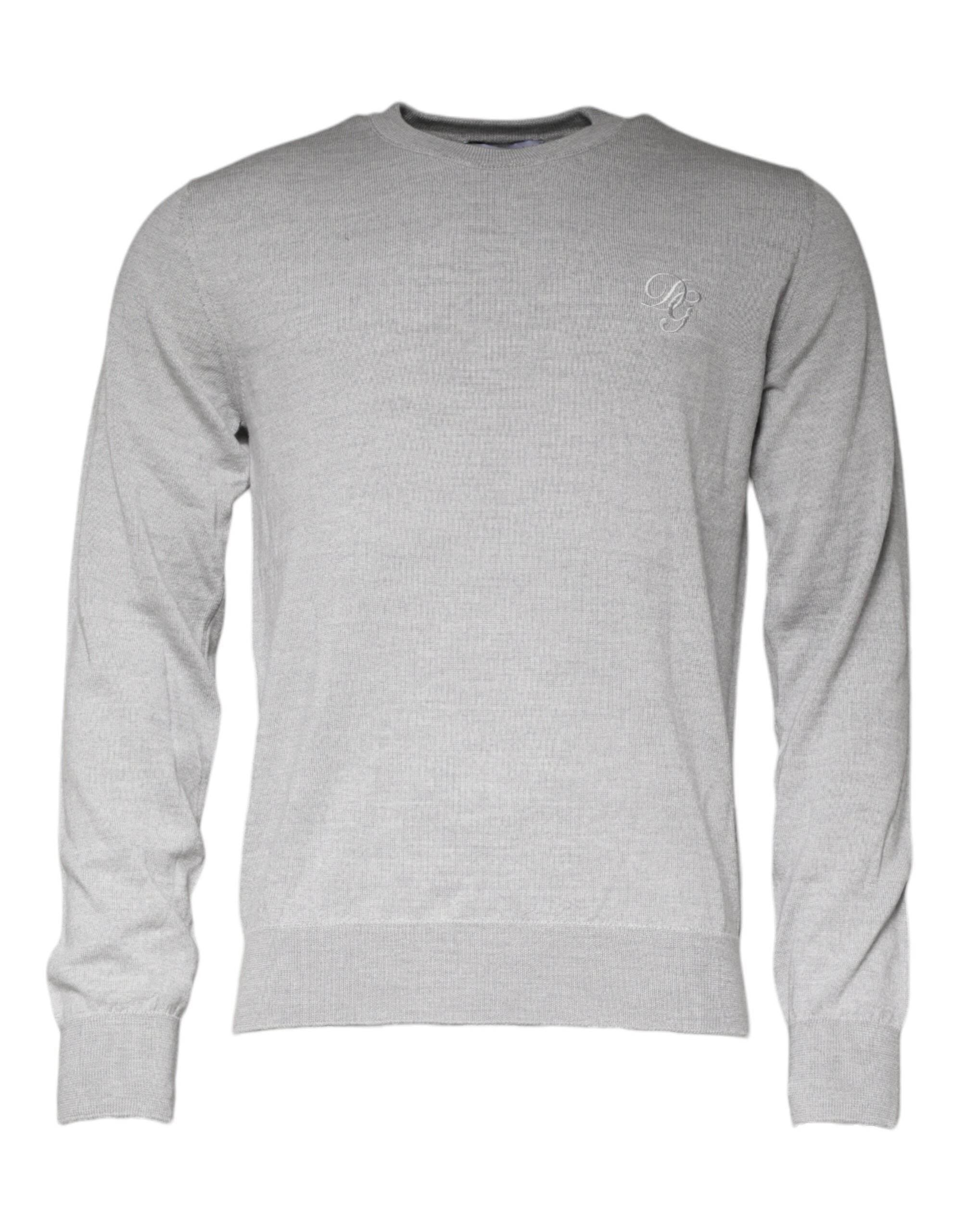 Dolce & Gabbana Light Gray Wool Crew Neck Pullover Sweater - Hilstor