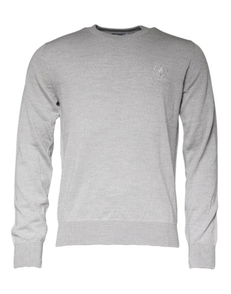 Dolce & Gabbana Light Gray Wool Crew Neck Pullover Sweater - Hilstor