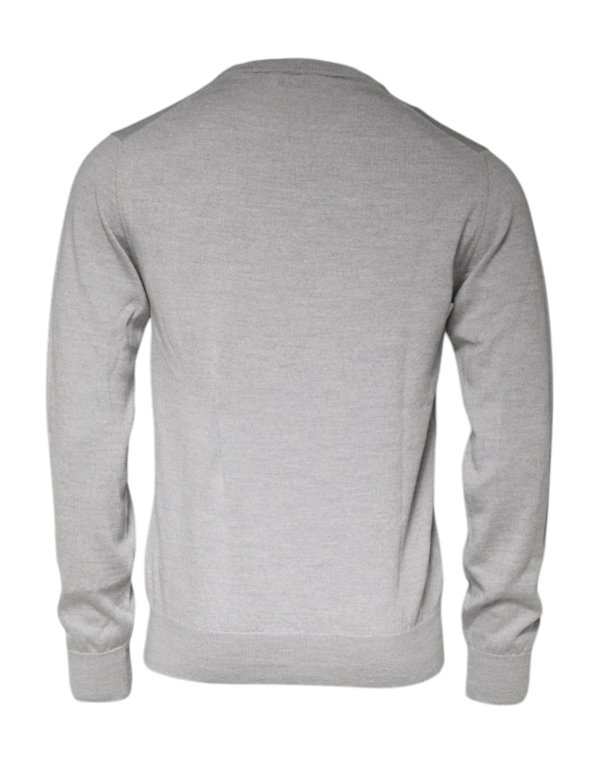 Dolce & Gabbana Light Gray Wool Crew Neck Pullover Sweater - Hilstor