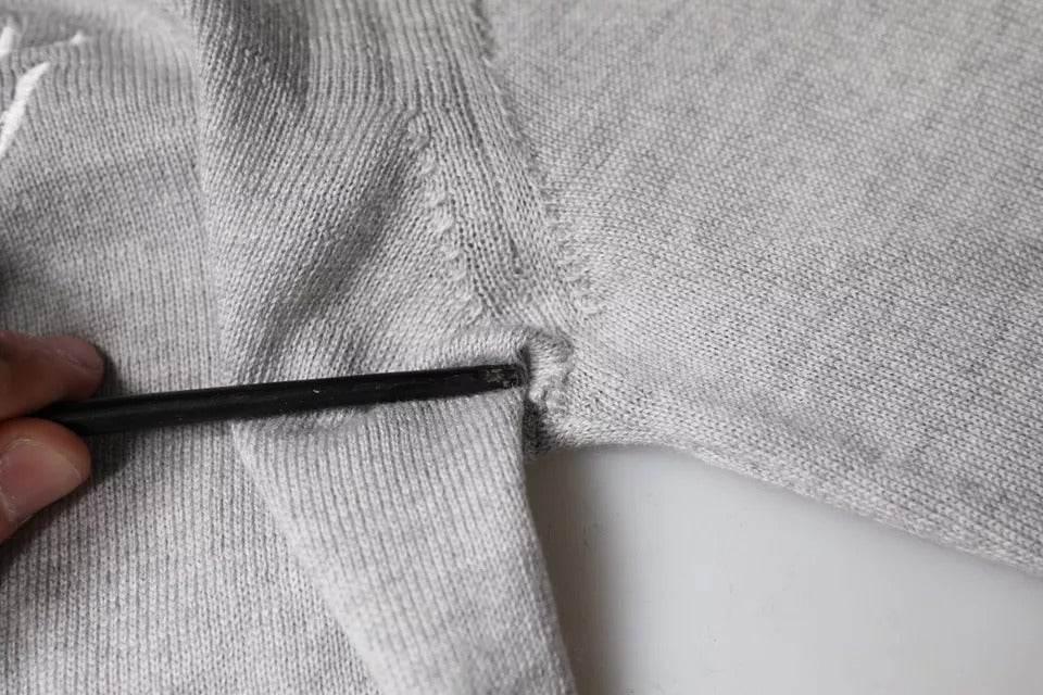 Dolce & Gabbana Light Gray Wool Crew Neck Pullover Sweater - Hilstor