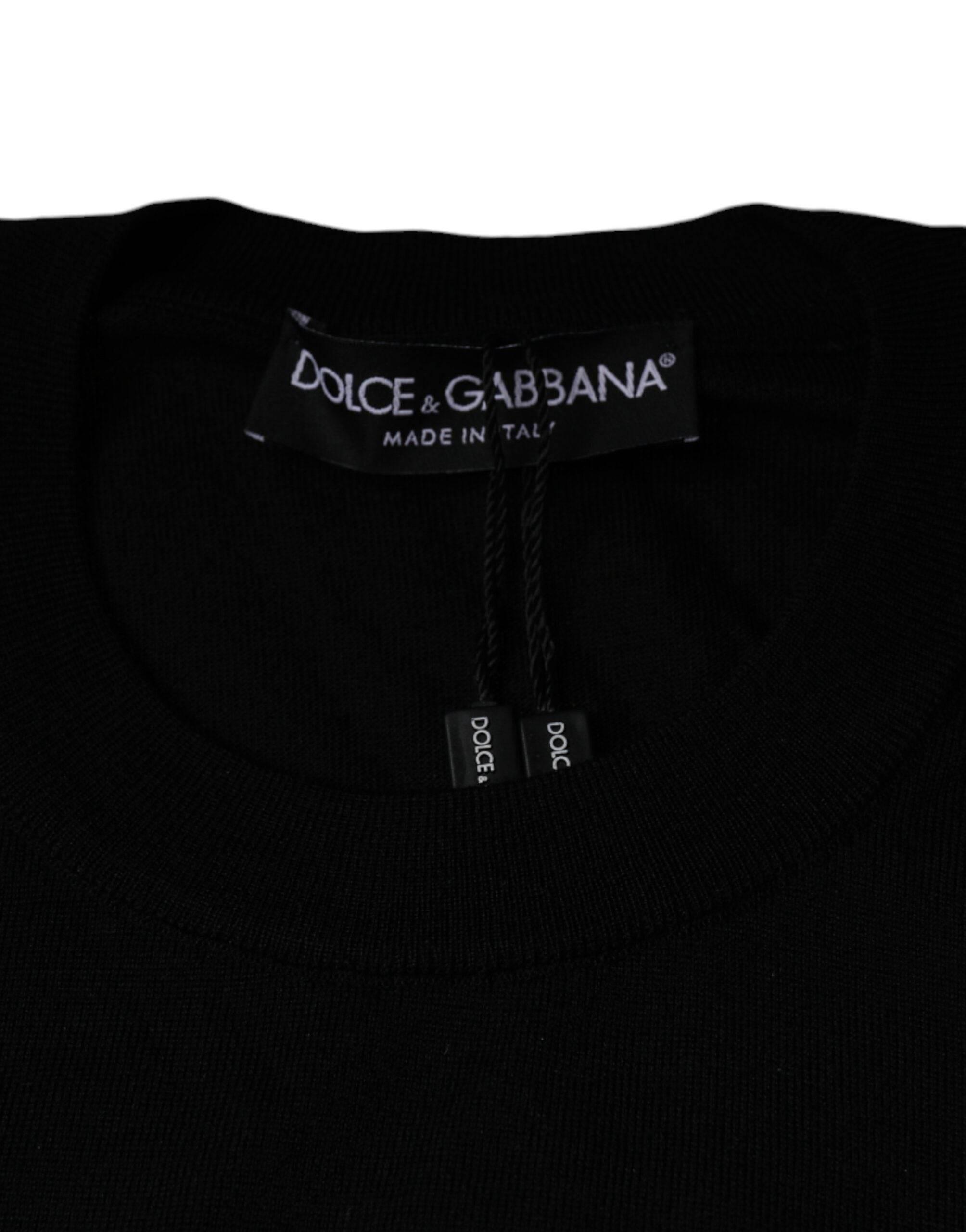 Dolce & Gabbana Black Crown Heart Crew Neck Pullover Sweater - Hilstor