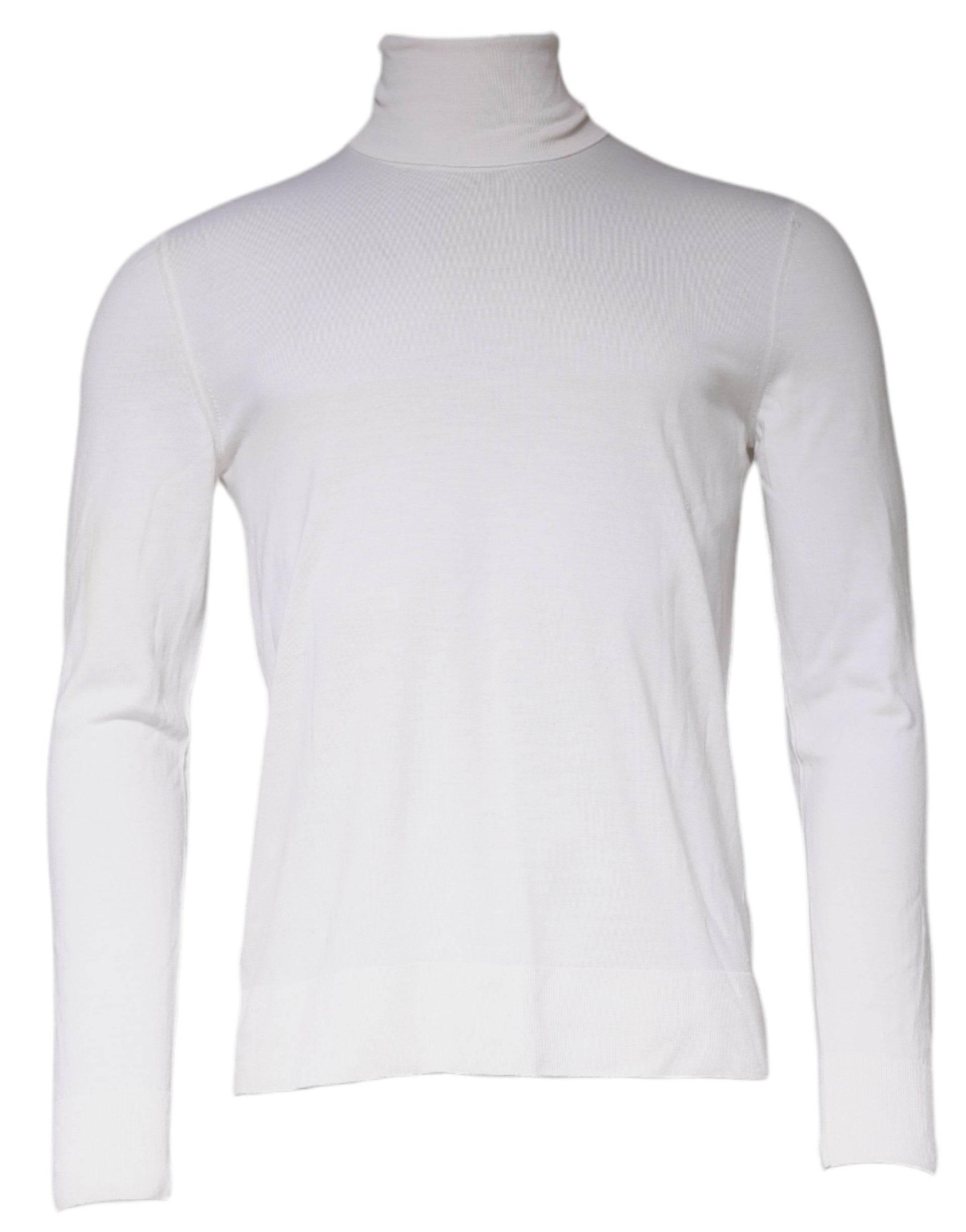 Dolce & Gabbana White Long Sleeve Turtleneck Men Pullover Sweater - Hilstor
