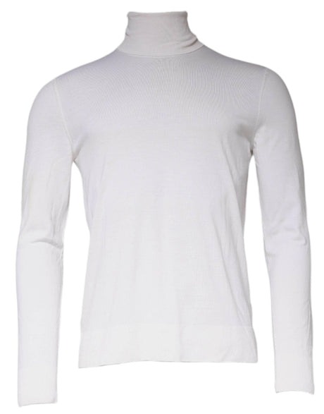 Dolce & Gabbana White Long Sleeve Turtleneck Men Pullover Sweater - Hilstor
