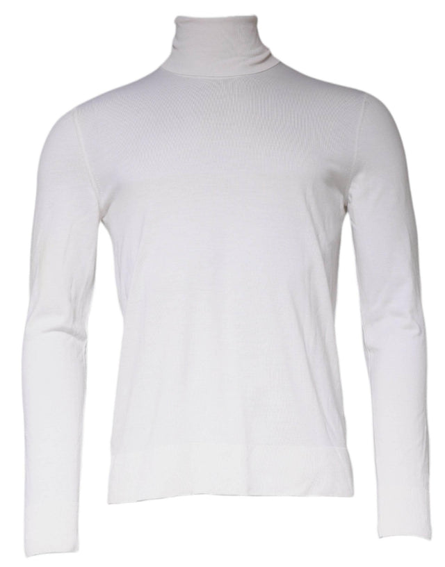 Dolce & Gabbana White Long Sleeve Turtleneck Men Pullover Sweater - Hilstor