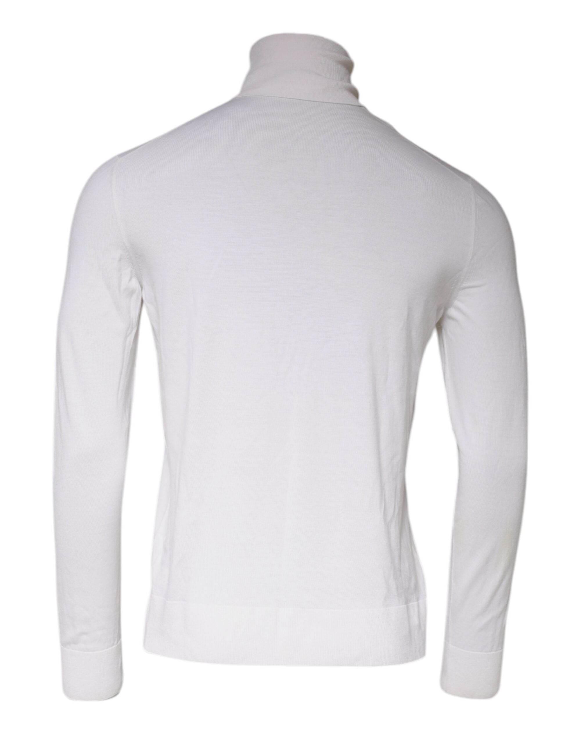 Dolce & Gabbana White Long Sleeve Turtleneck Men Pullover Sweater - Hilstor