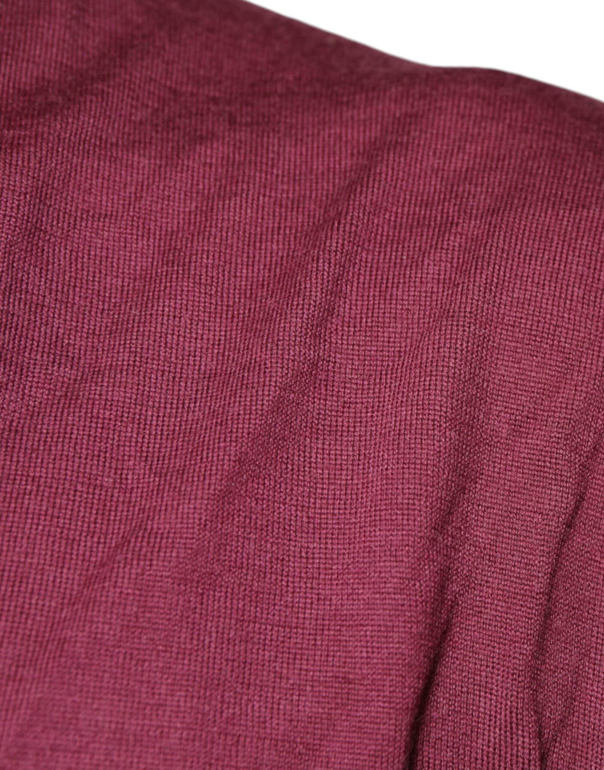 Dolce & Gabbana Maroon Cashmere V-neck Men Pullover Sweater - Hilstor