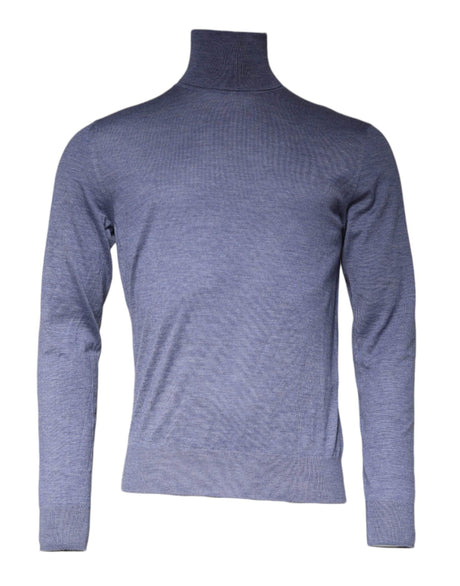 Dolce & Gabbana Purple Blue Long Sleeve Turtleneck Pullover Sweater - Hilstor