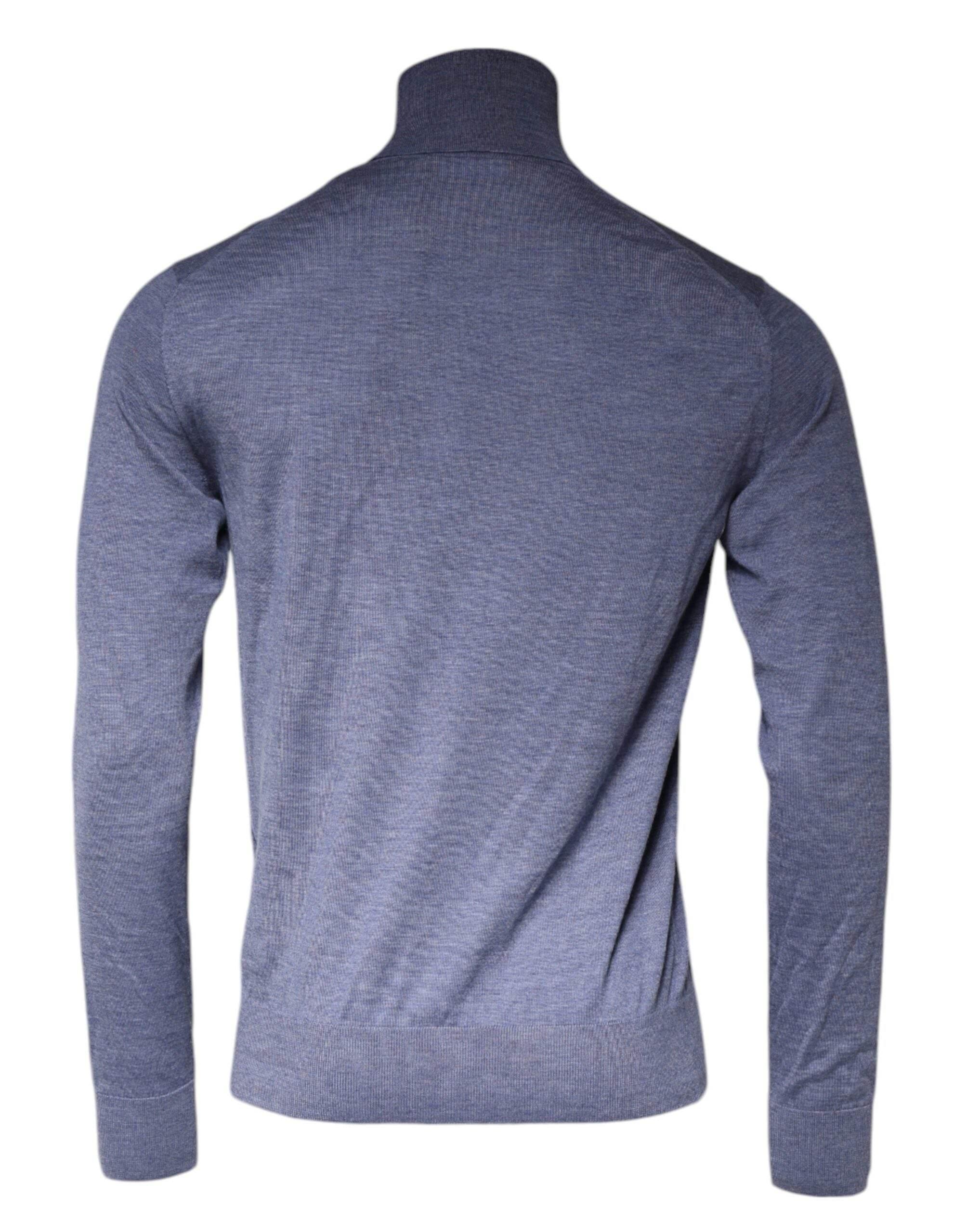Dolce & Gabbana Purple Blue Long Sleeve Turtleneck Pullover Sweater - Hilstor