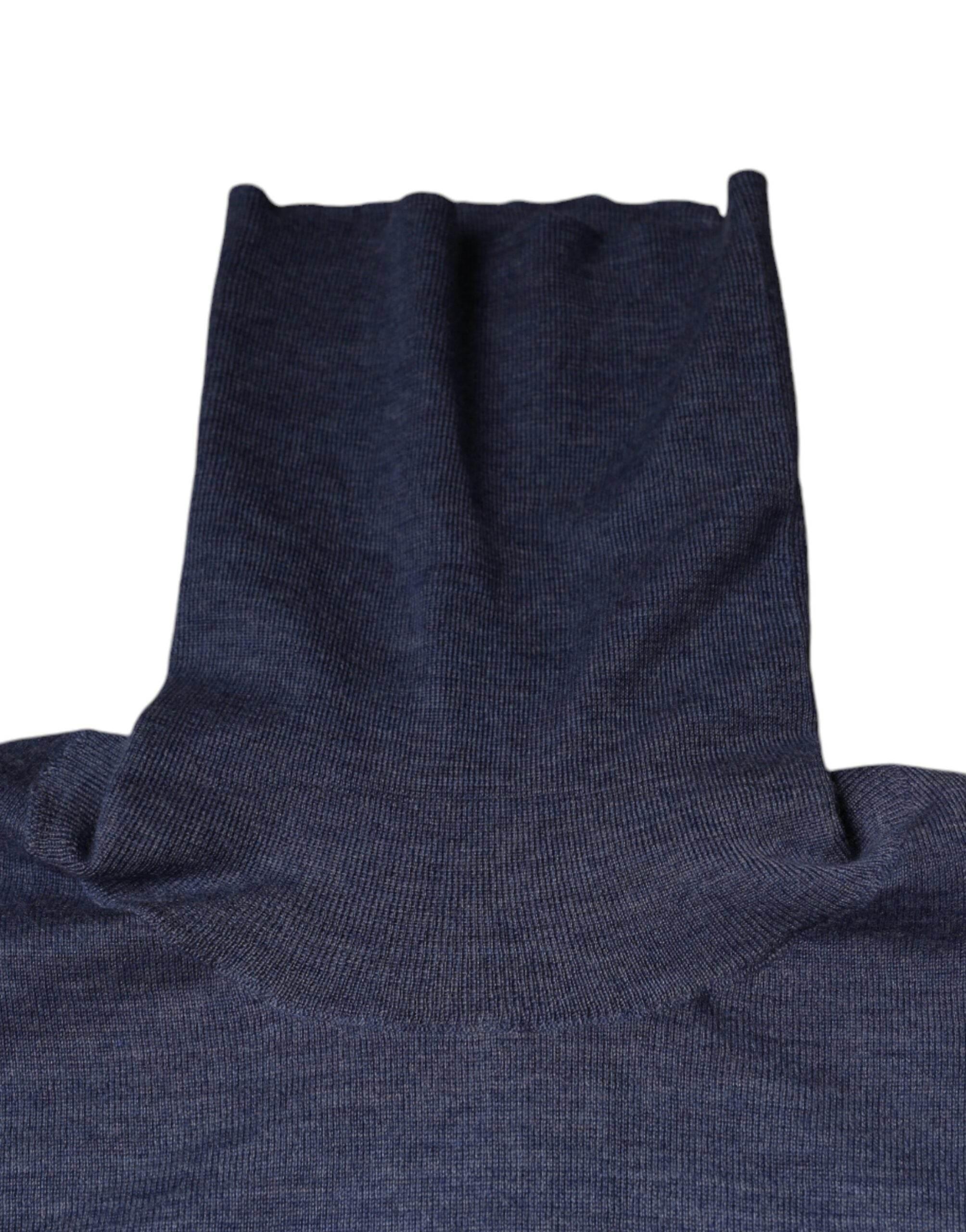Dolce & Gabbana Purple Blue Long Sleeve Turtleneck Pullover Sweater - Hilstor