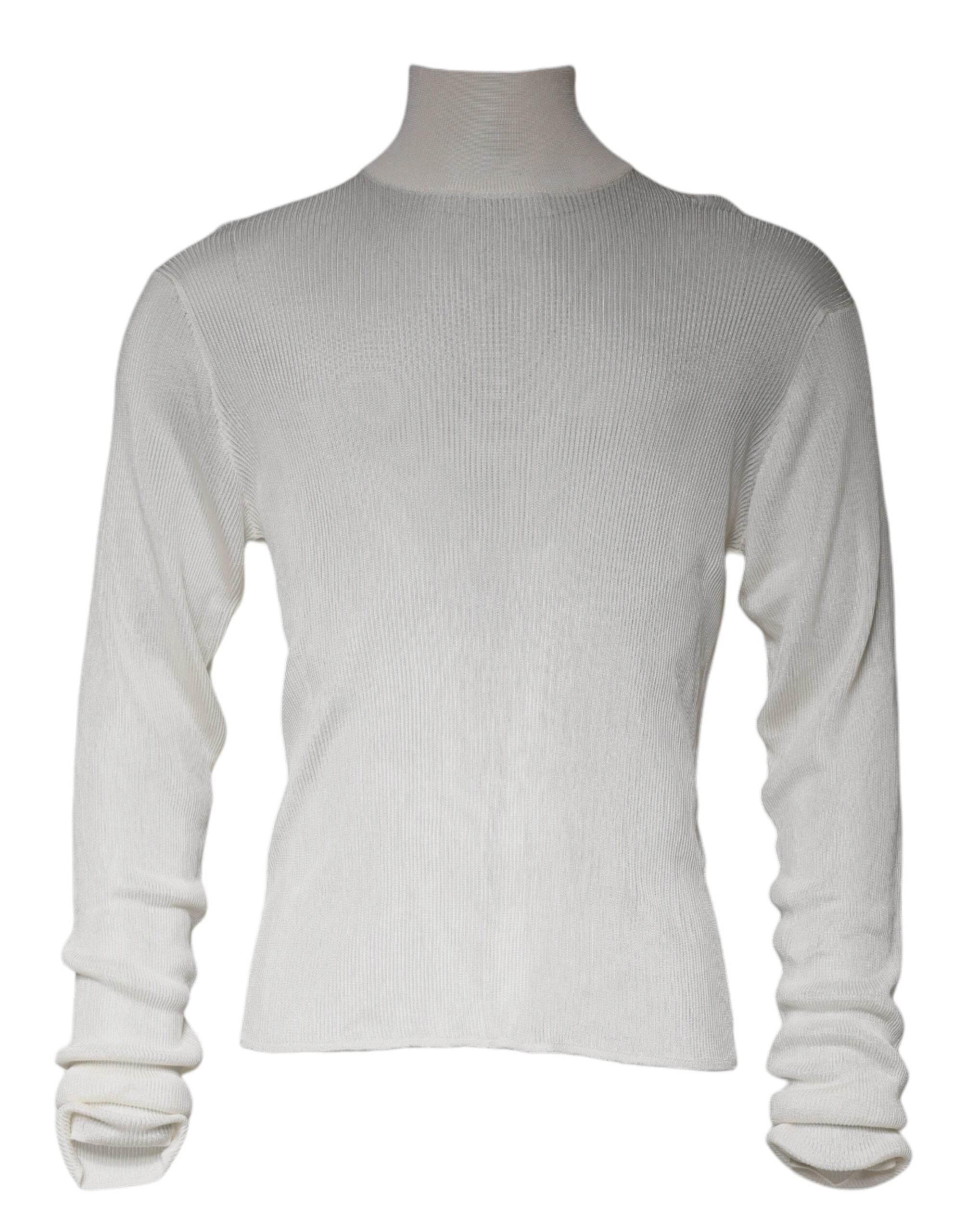 Dolce & Gabbana White Long Sleeve Turtleneck Men Pullover Sweater - Hilstor