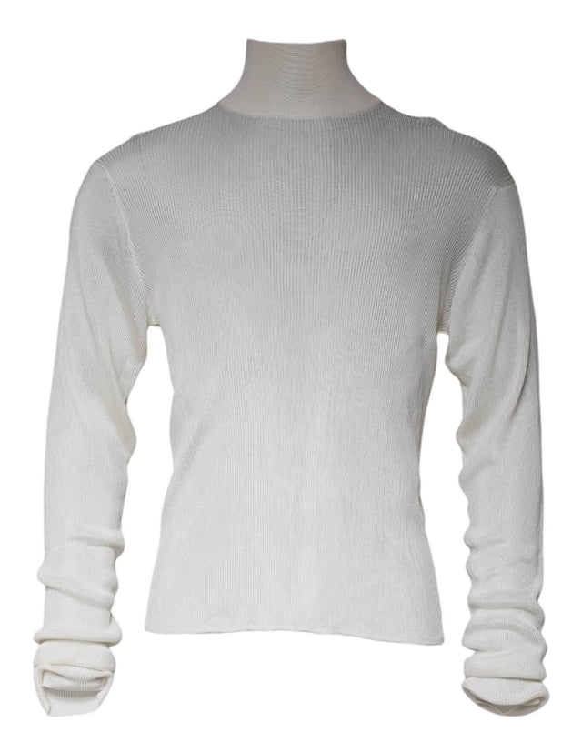 Dolce & Gabbana White Long Sleeve Turtleneck Men Pullover Sweater - Hilstor