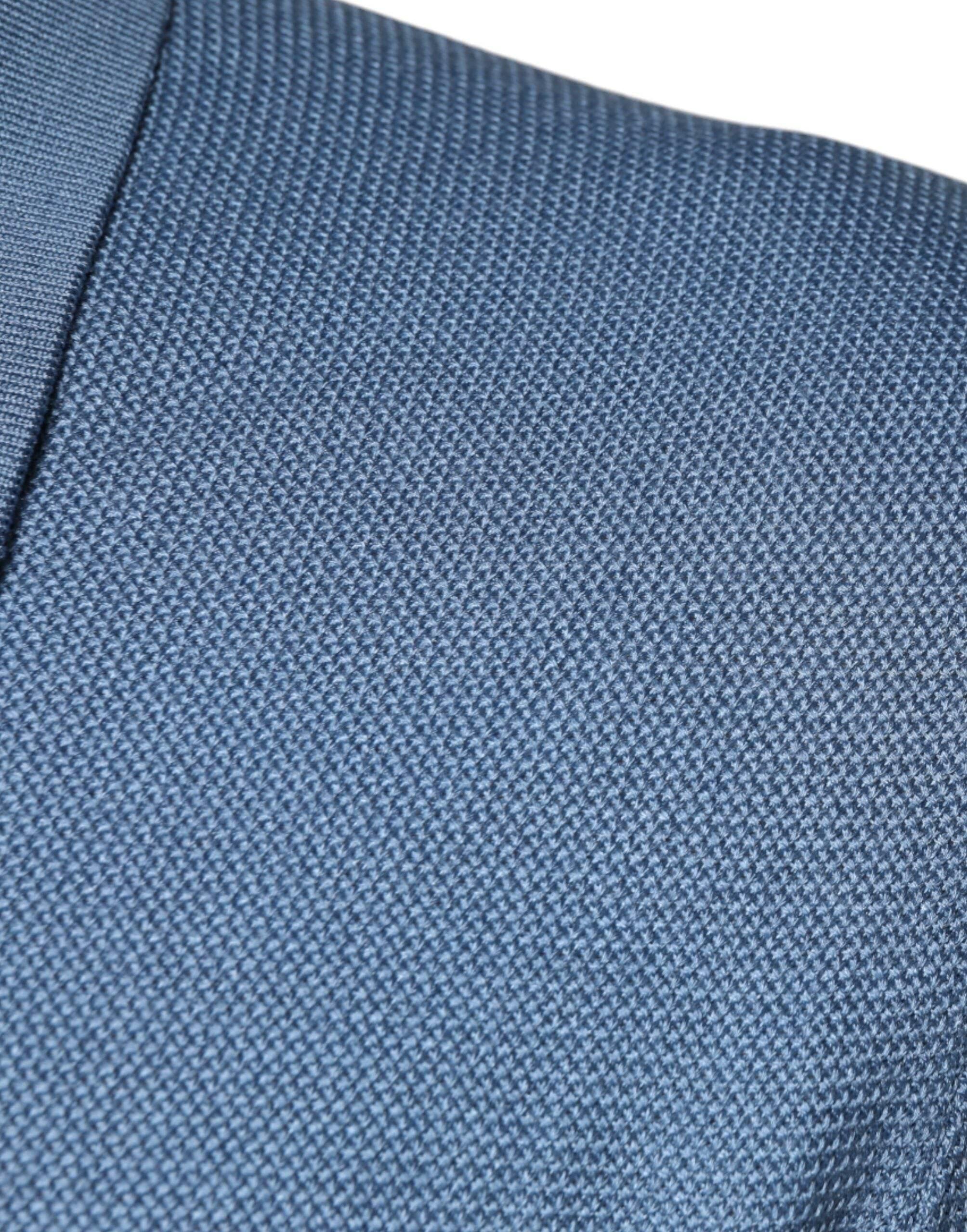 Dolce & Gabbana Sky Blue Silk Collared Men Pullover Sweater - Hilstor
