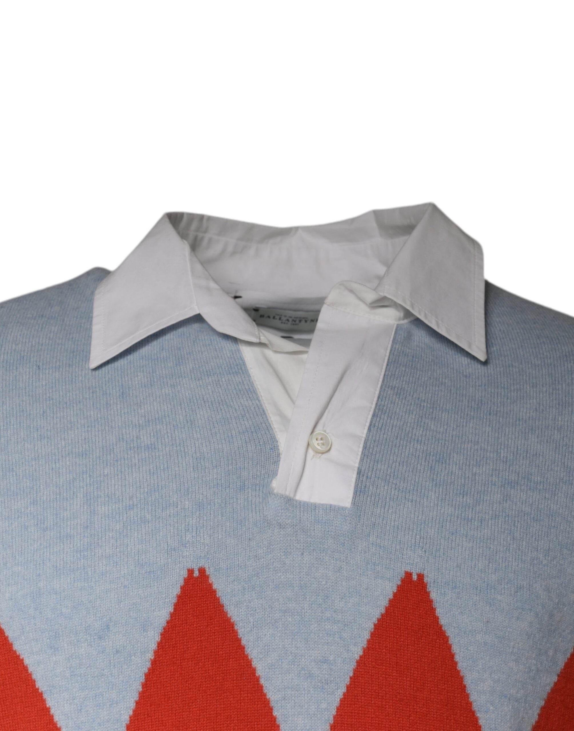 Ballantyne Multicolor Patterned Collared Long Sleeves Pullover Sweater - Hilstor