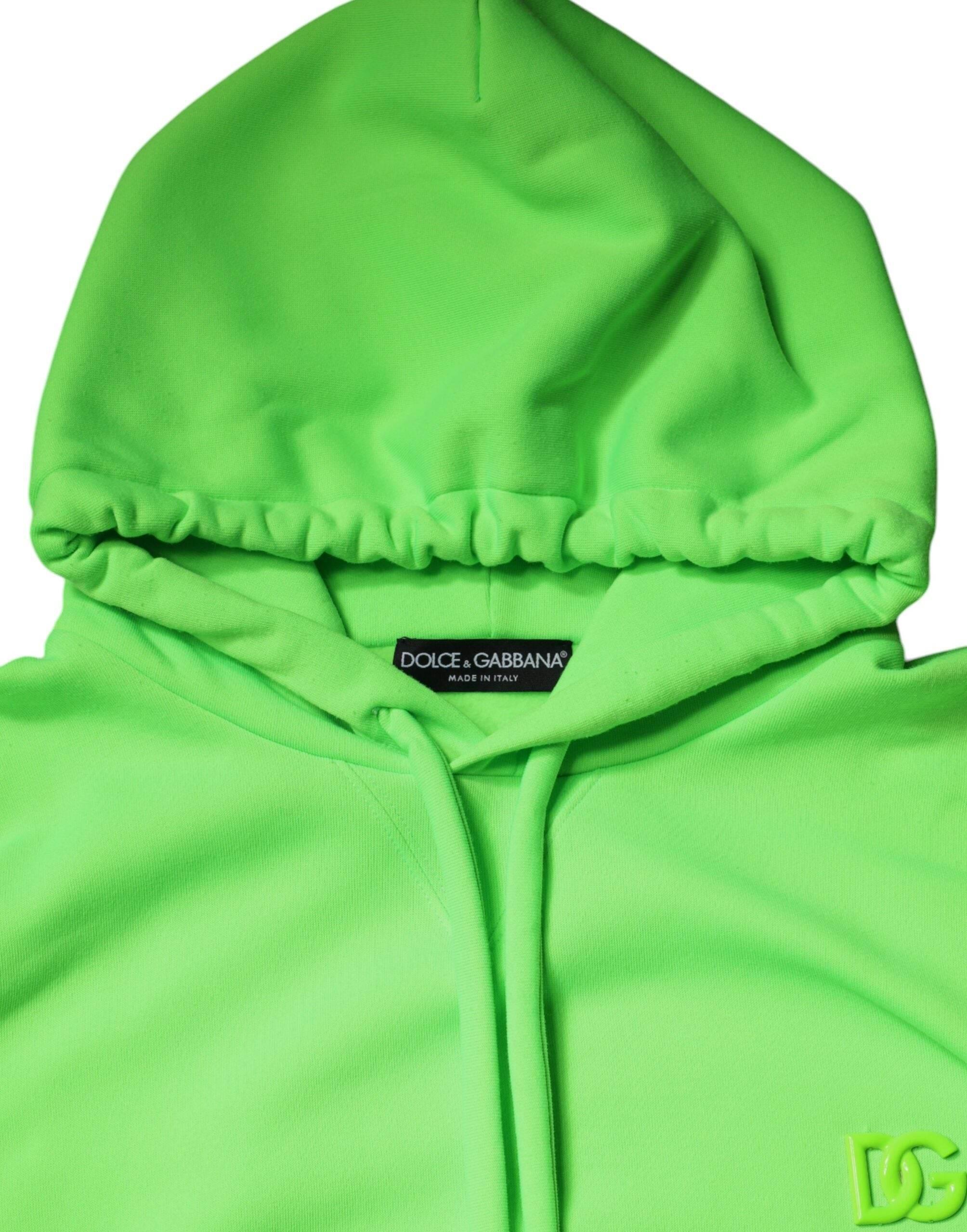 Dolce & Gabbana Green Logo Hooded Pullover Men Sweatshirt Sweater - Hilstor