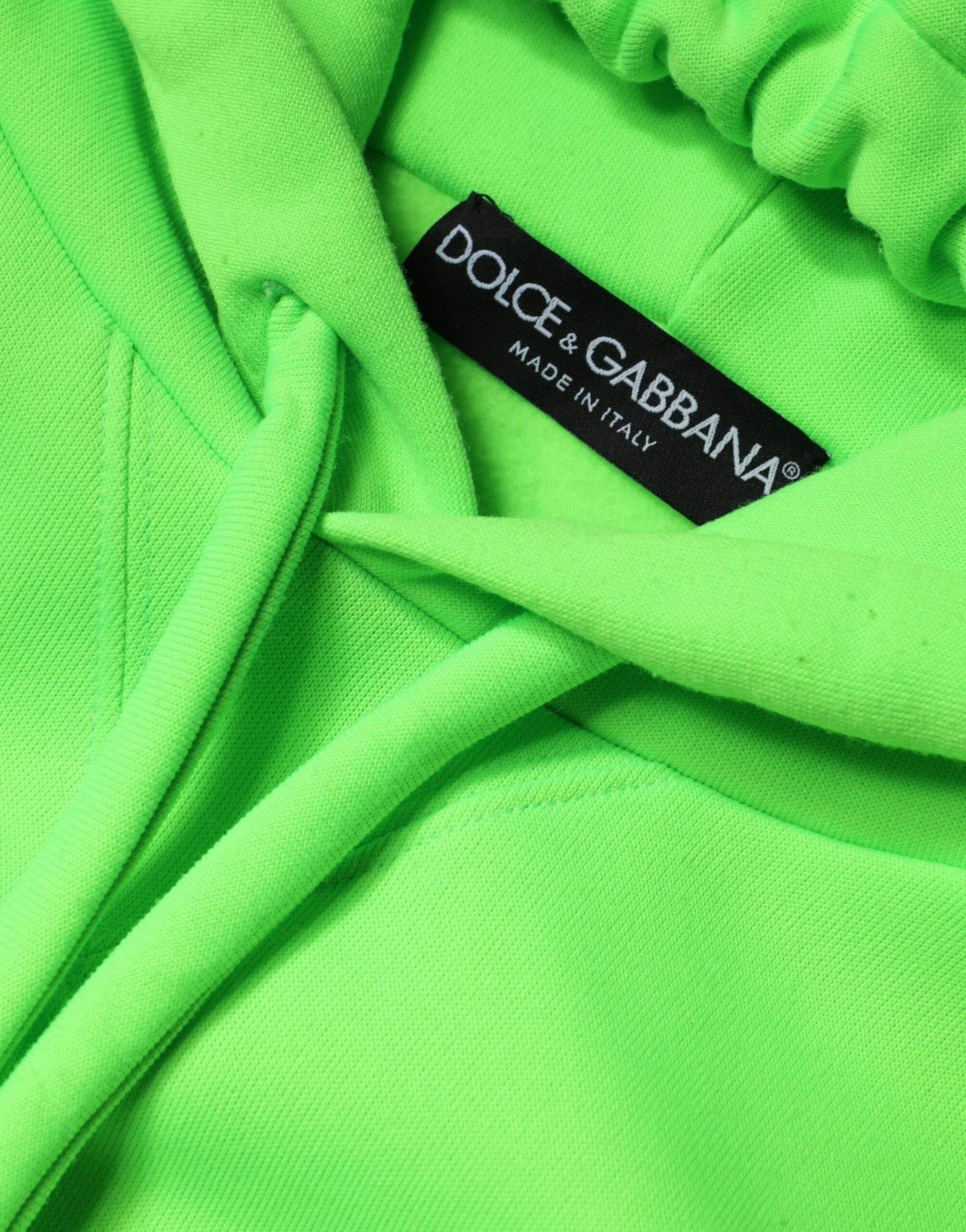 Dolce & Gabbana Green Logo Hooded Pullover Men Sweatshirt Sweater - Hilstor
