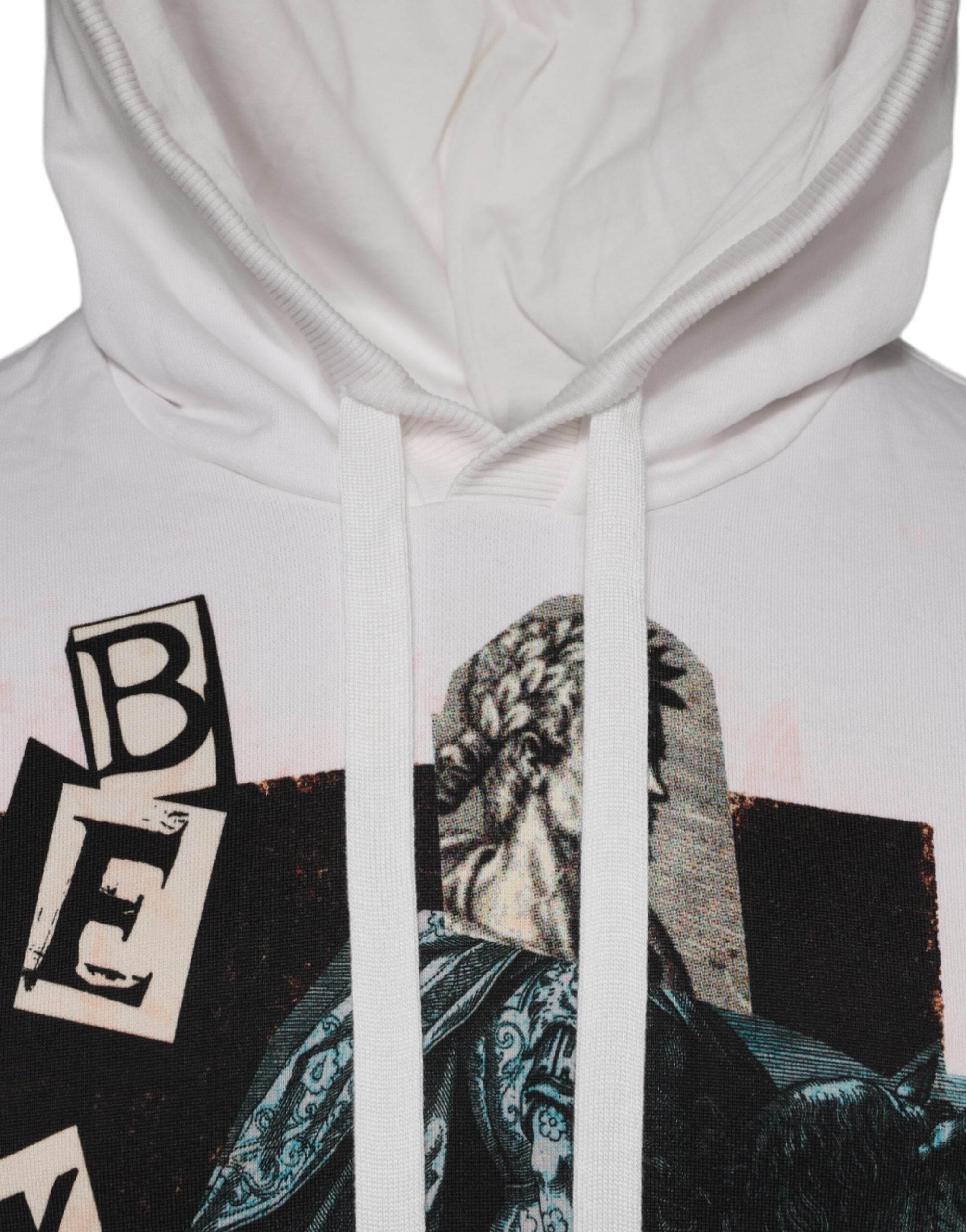 Dolce & Gabbana White Caesar Cotton Hooded Pullover Sweater - Hilstor