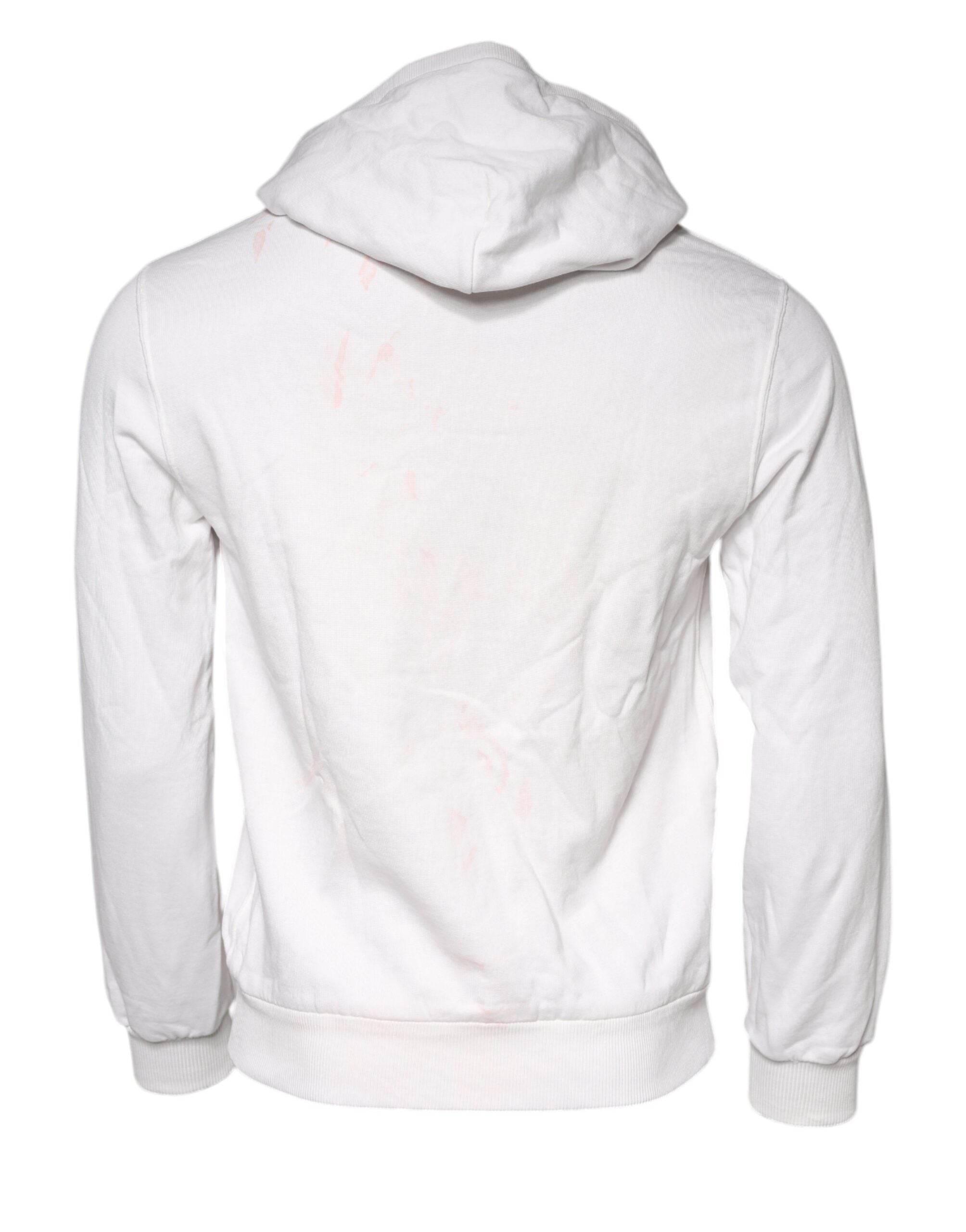 Dolce & Gabbana White Caesar Cotton Hooded Pullover Sweater - Hilstor