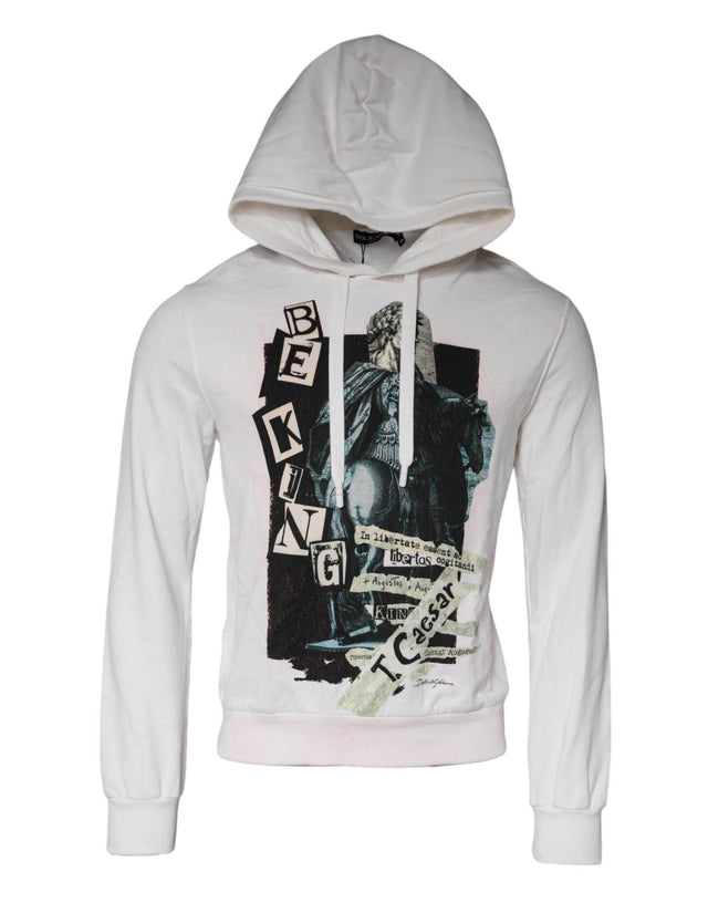 Dolce & Gabbana White Caesar Cotton Hooded Pullover Sweater - Hilstor