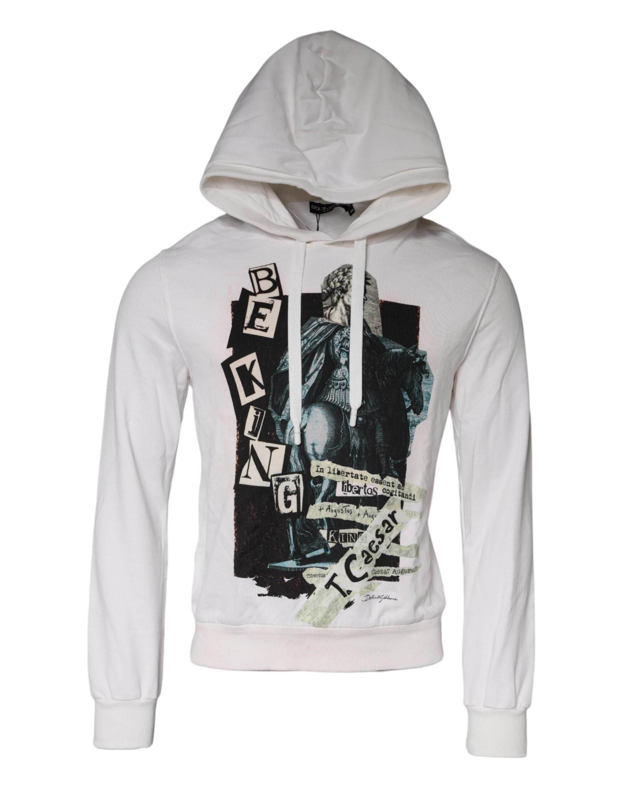 Dolce & Gabbana White Caesar Cotton Hooded Pullover Sweater - Hilstor
