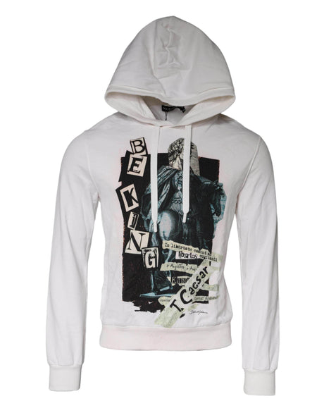 Dolce & Gabbana White Caesar Cotton Hooded Pullover Sweater - Hilstor