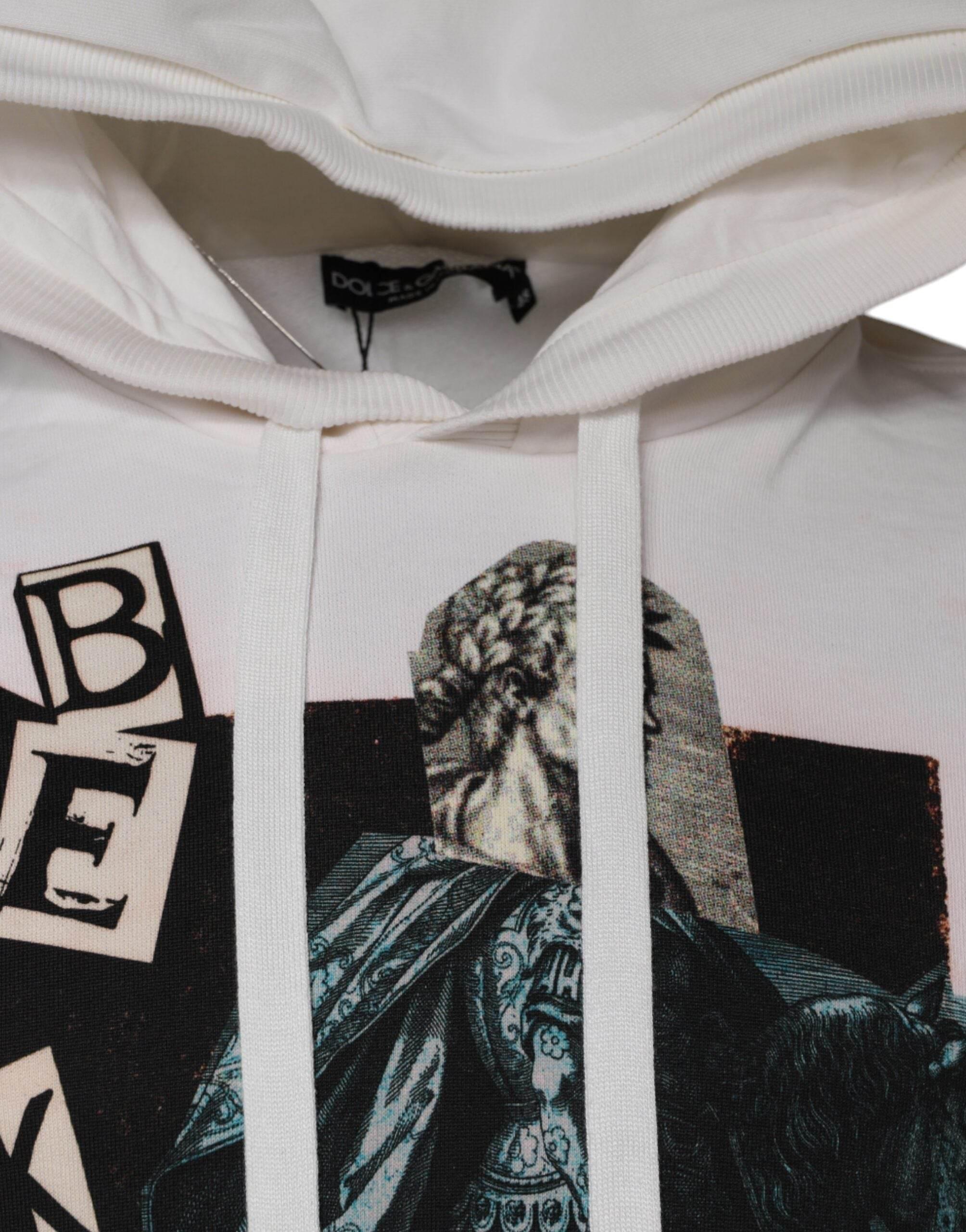 Dolce & Gabbana White Caesar Cotton Hooded Pullover Sweater - Hilstor