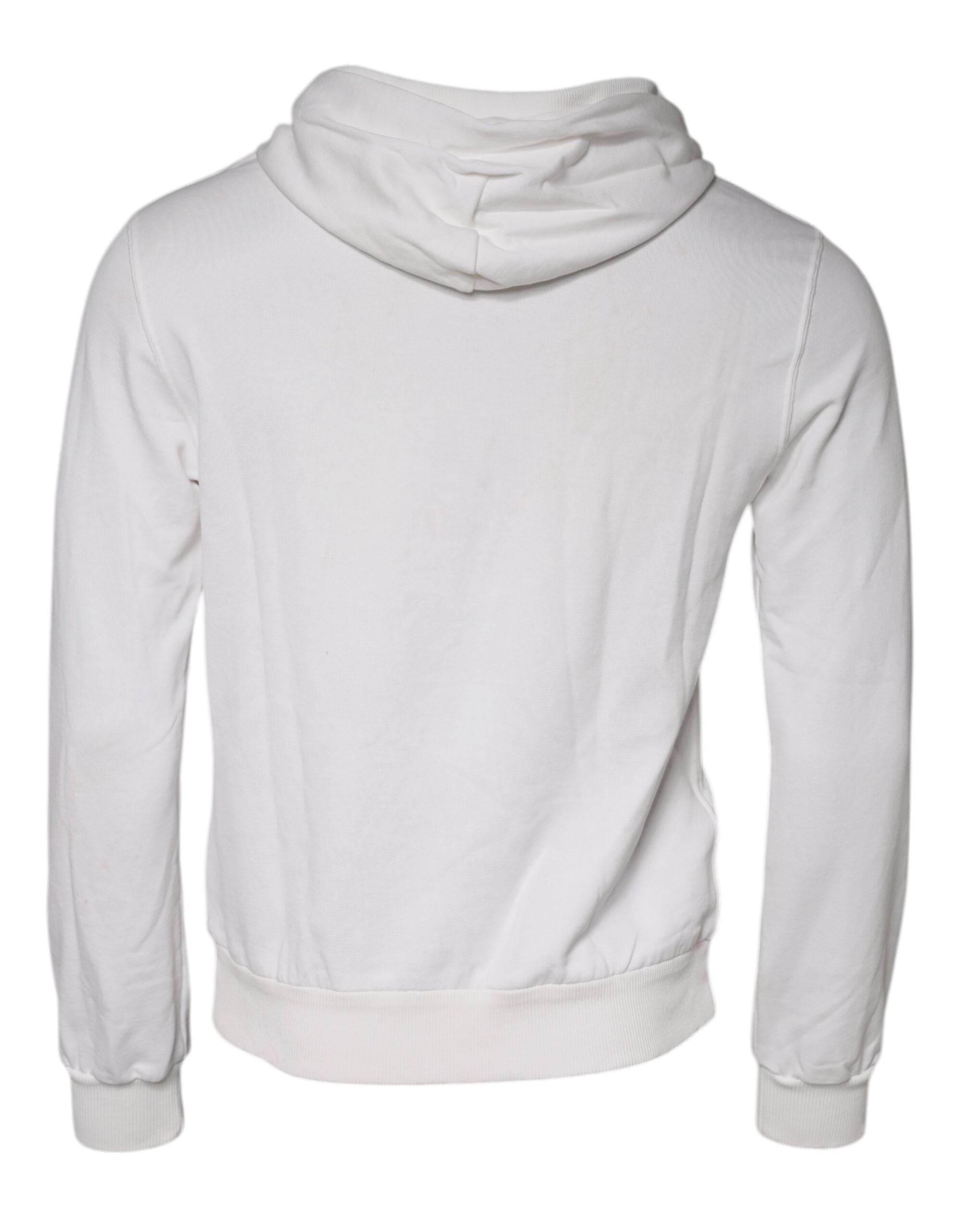 Dolce & Gabbana White Caesar Cotton Hooded Pullover Sweater - Hilstor