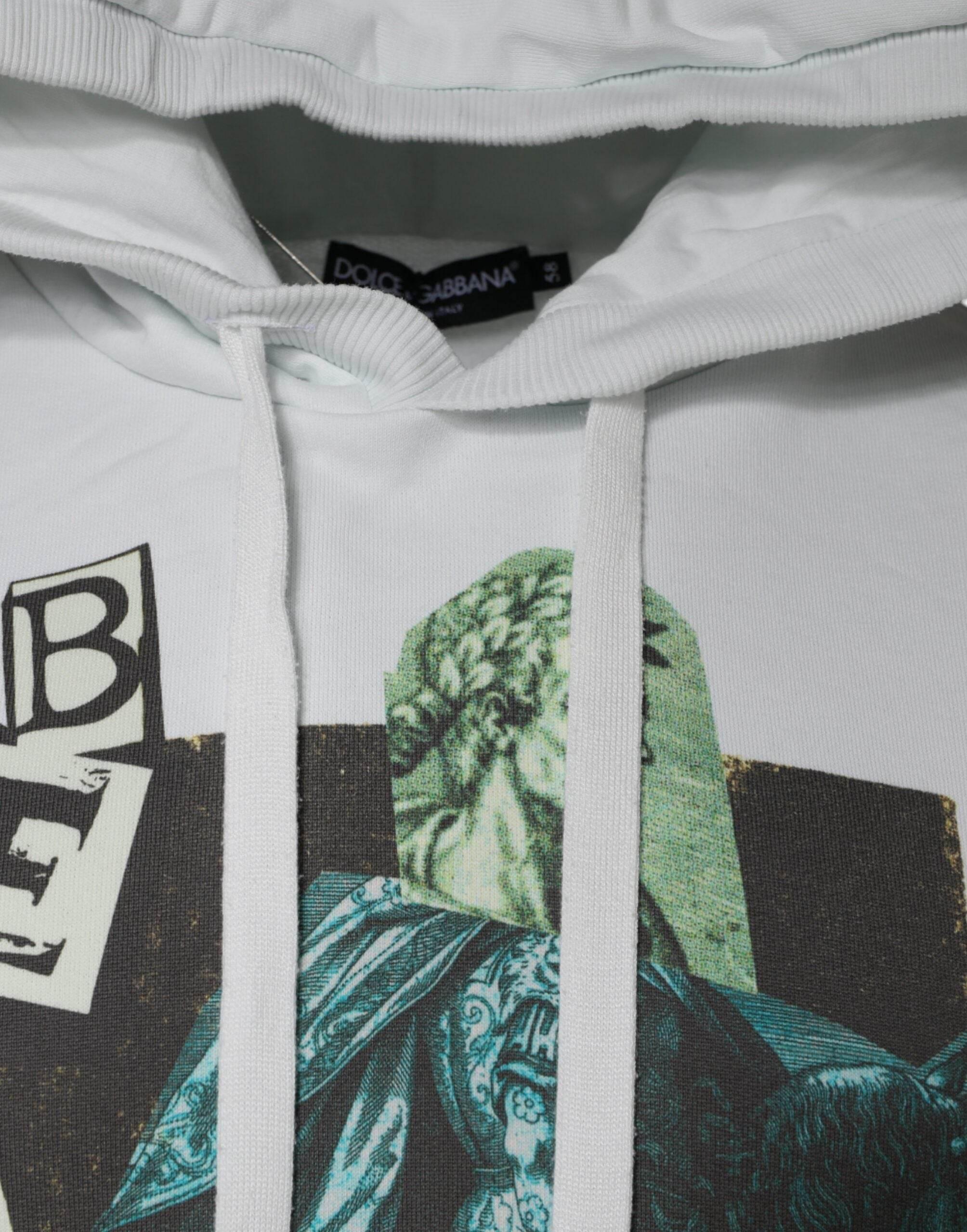 Dolce & Gabbana White Caesar Cotton Hooded Pullover Sweater - Hilstor
