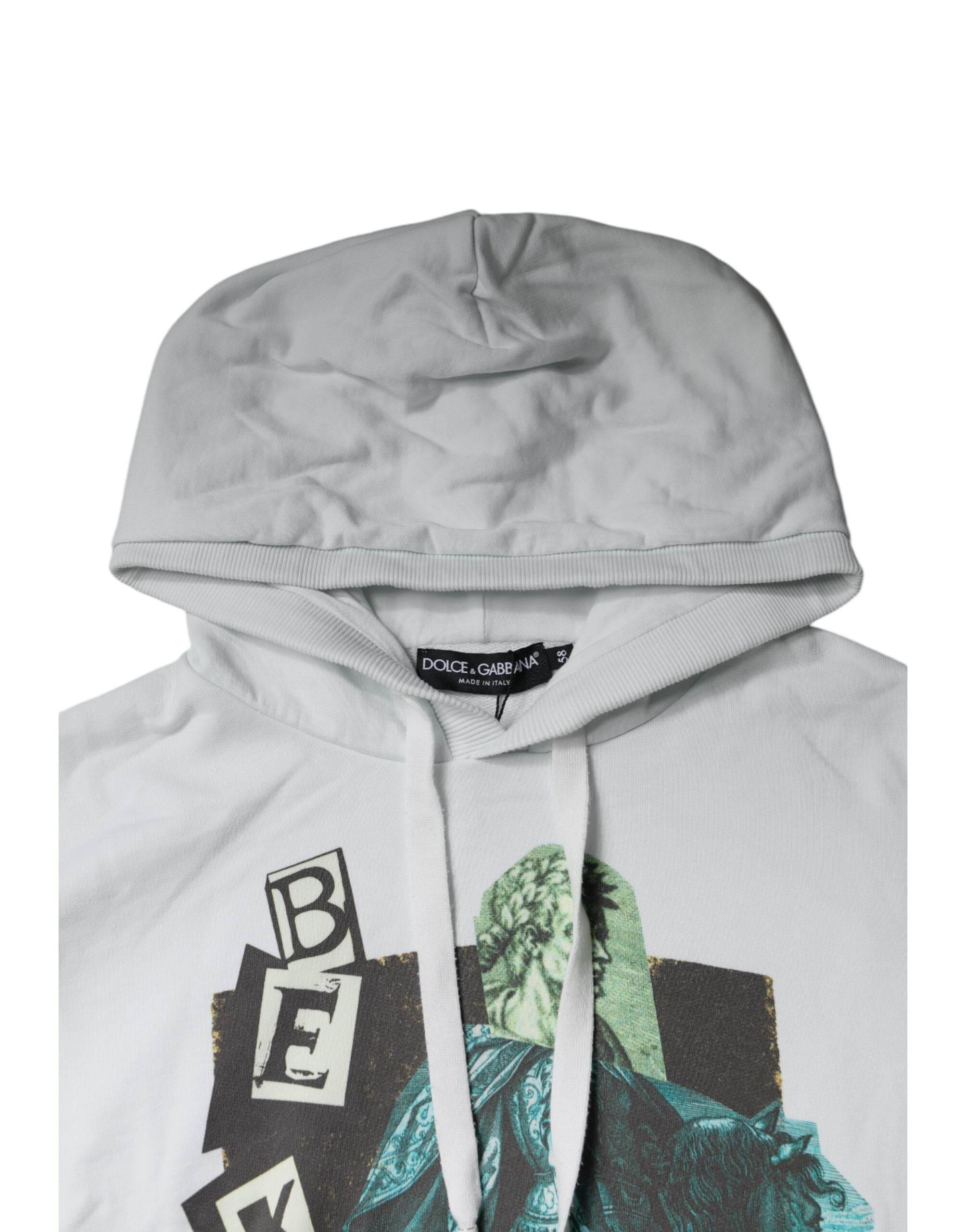 Dolce & Gabbana White Caesar Cotton Hooded Pullover Sweater - Hilstor