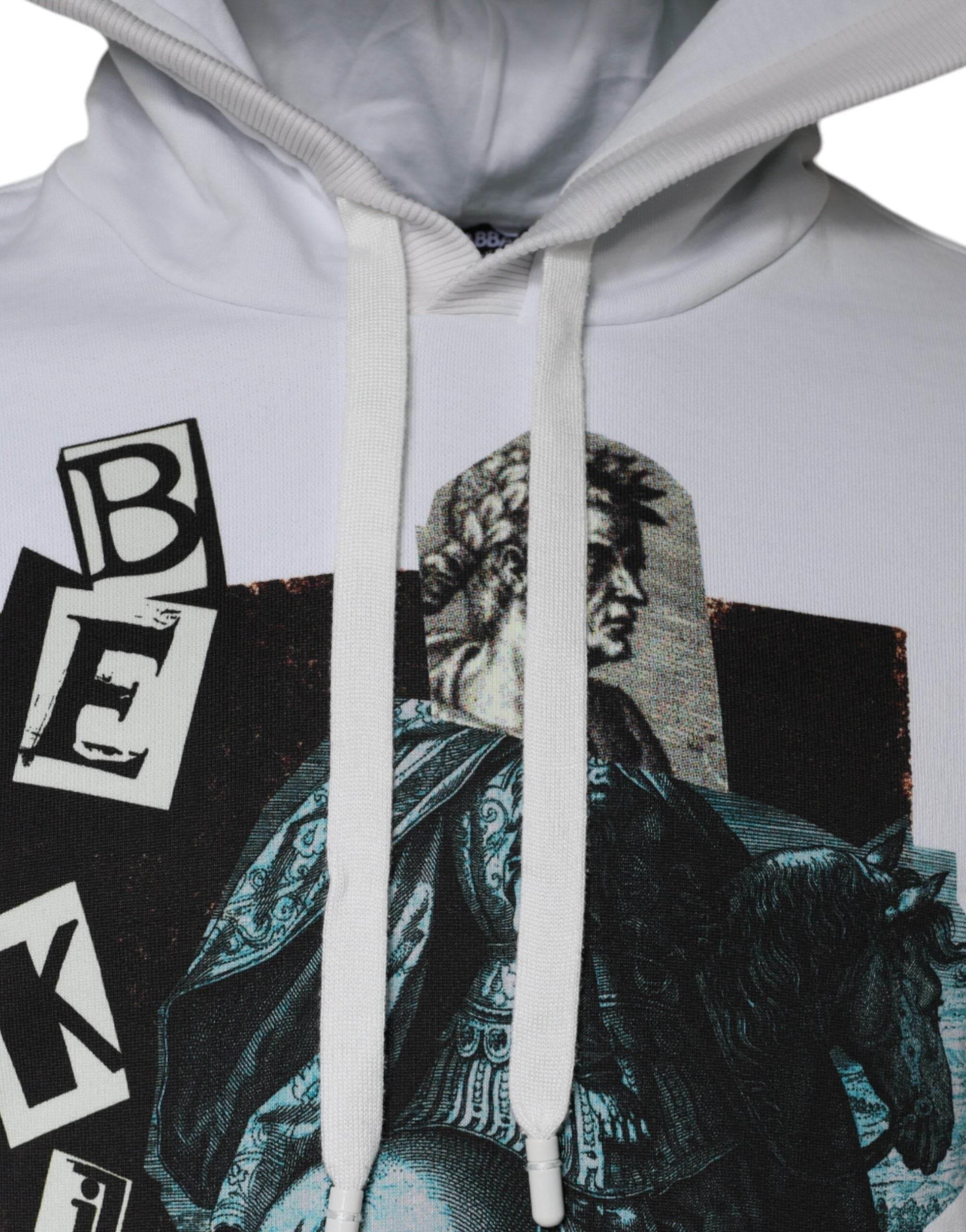 Dolce & Gabbana White Caesar Cotton Hooded Pullover Sweater - Hilstor