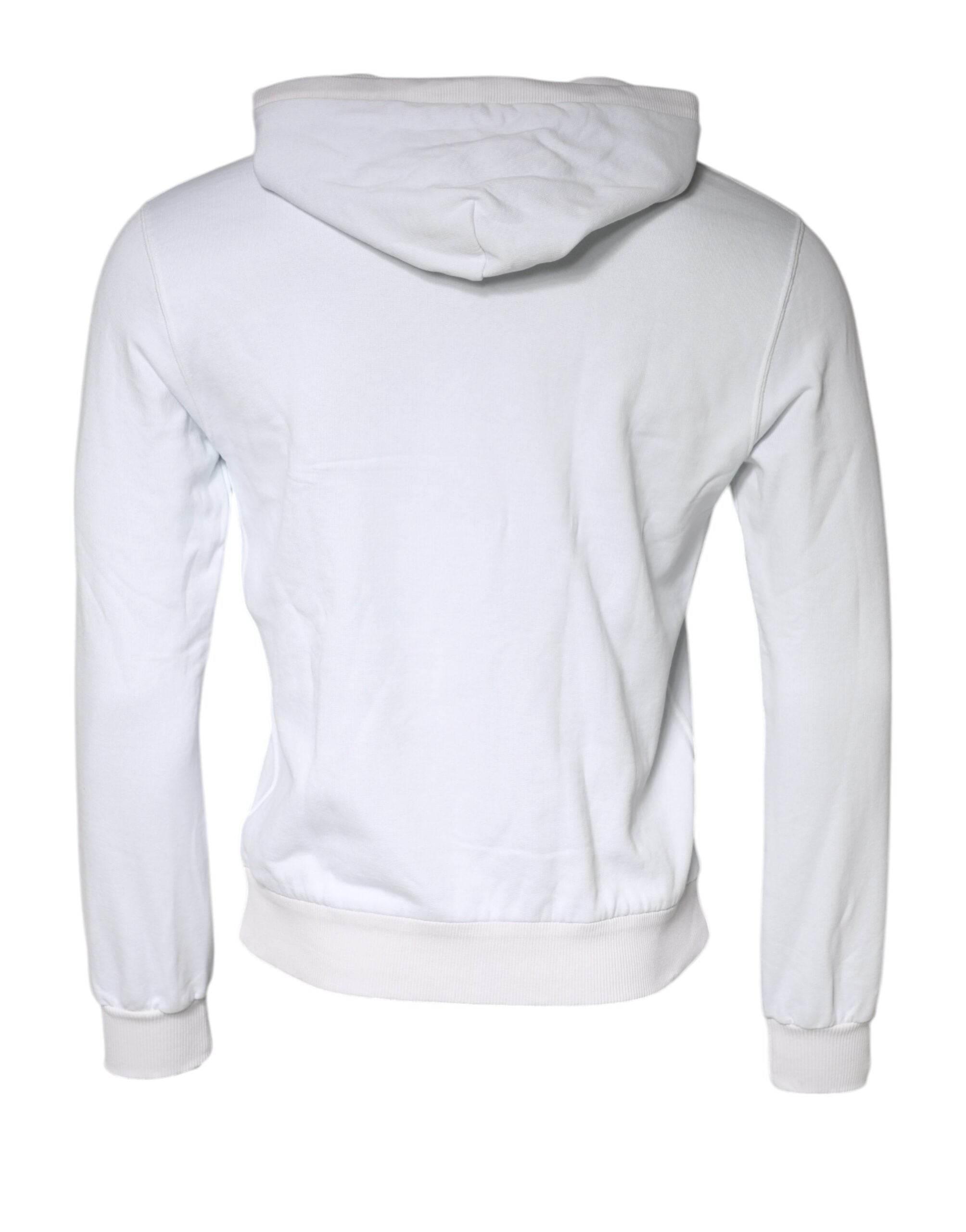 Dolce & Gabbana White Caesar Cotton Hooded Pullover Sweater - Hilstor