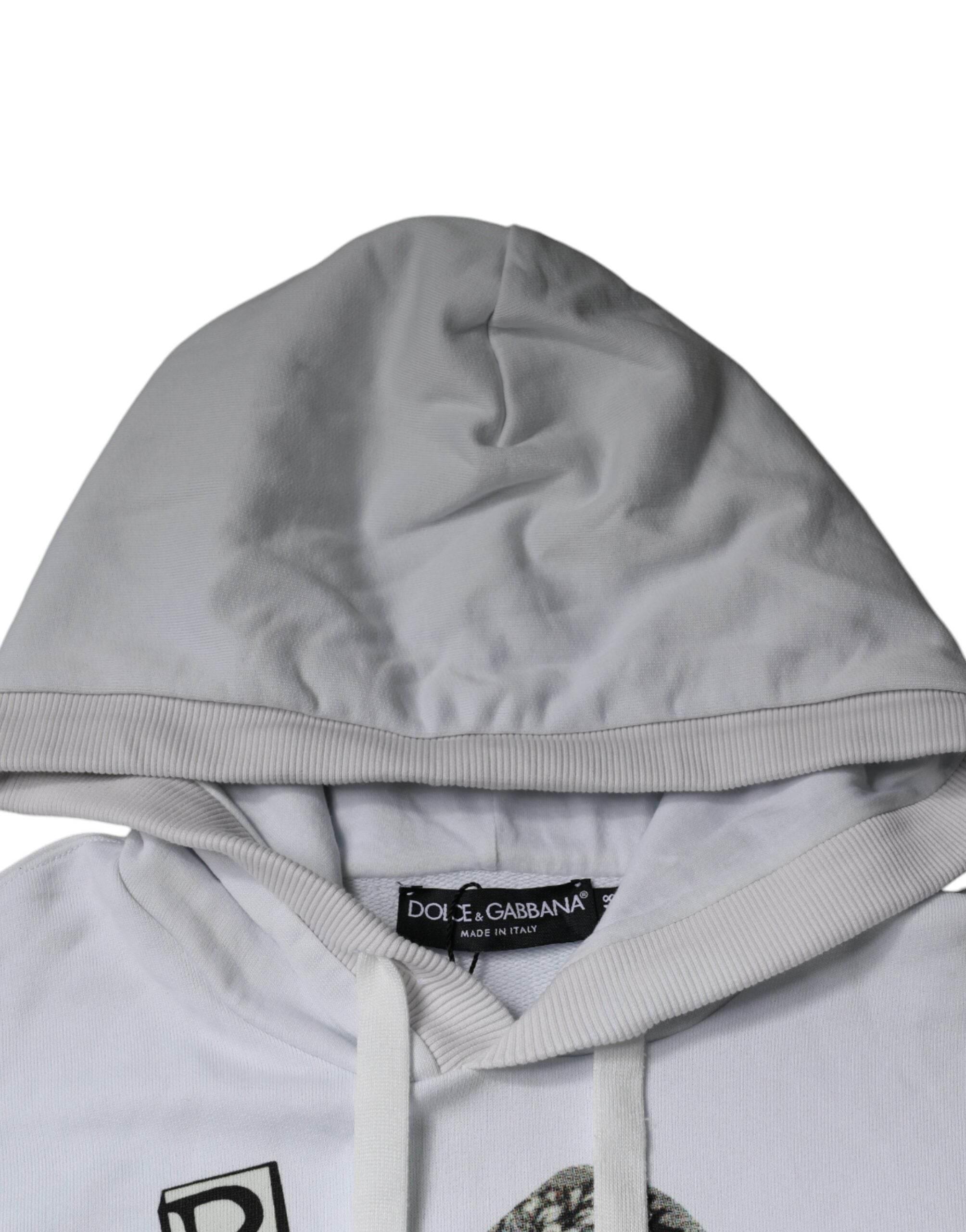 Dolce & Gabbana White Caesar Cotton Hooded Pullover Sweater - Hilstor