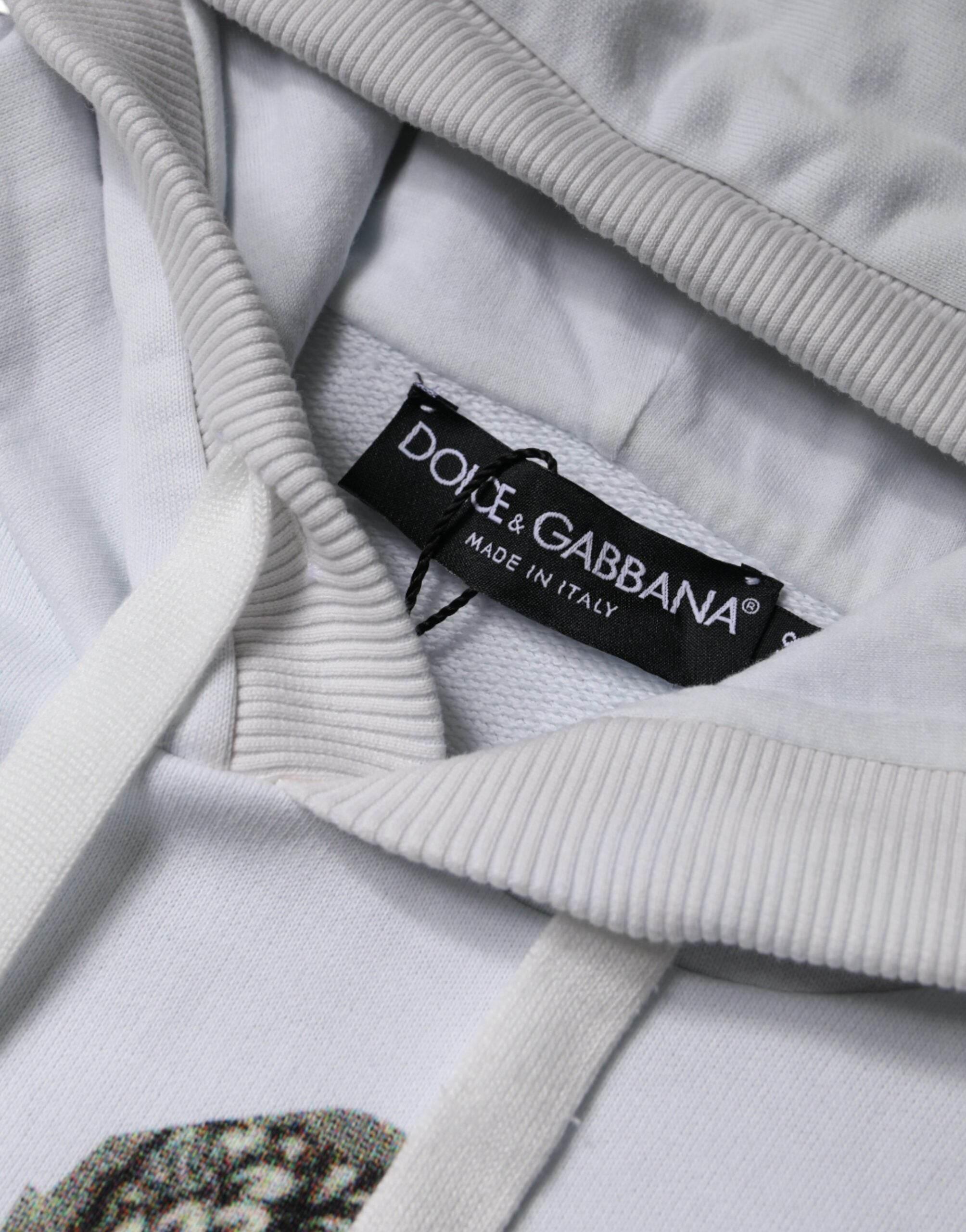 Dolce & Gabbana White Caesar Cotton Hooded Pullover Sweater - Hilstor