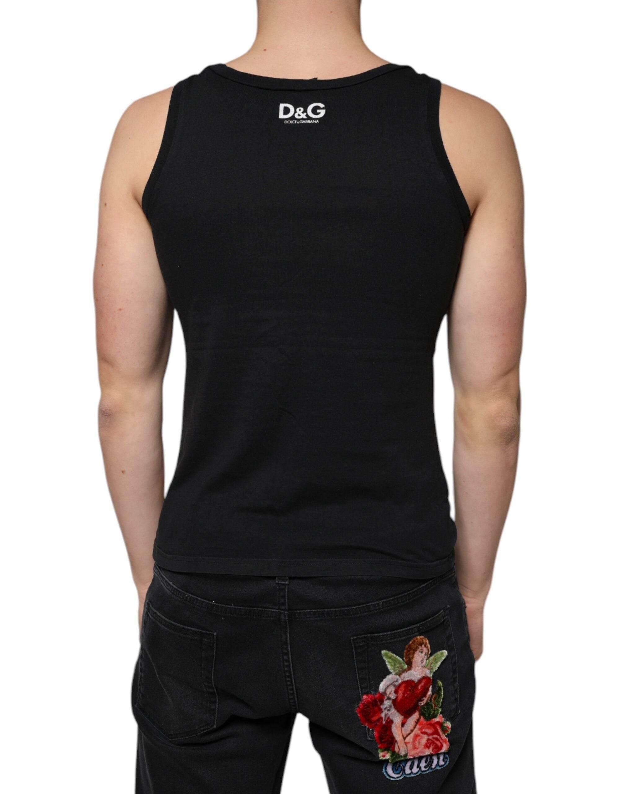 Dolce & Gabbana Black Cotton Tank Sleeveless Men T-shirt - Hilstor