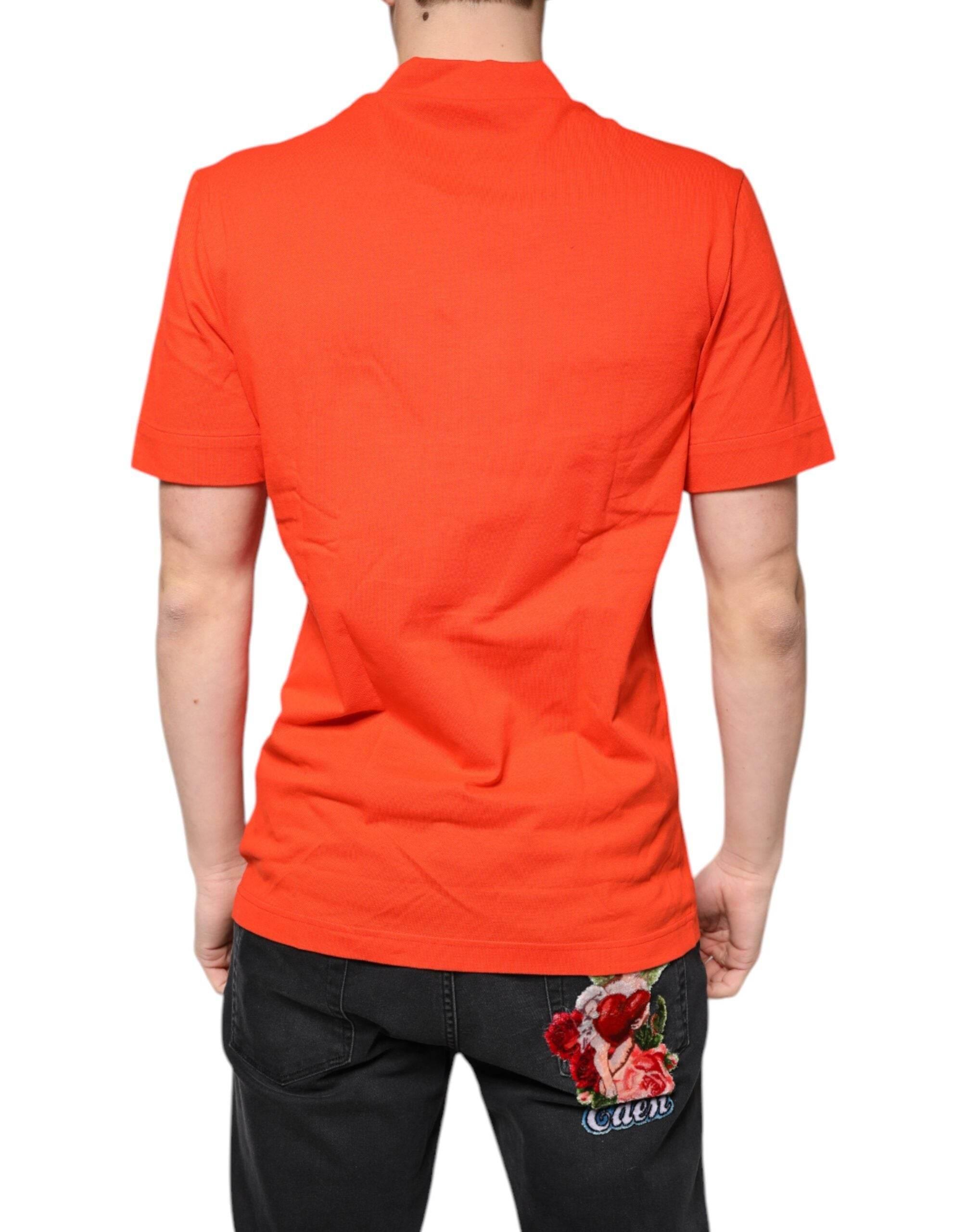 Dolce & Gabbana Orange Cotton Button Down Casual Polo Shirt - Hilstor