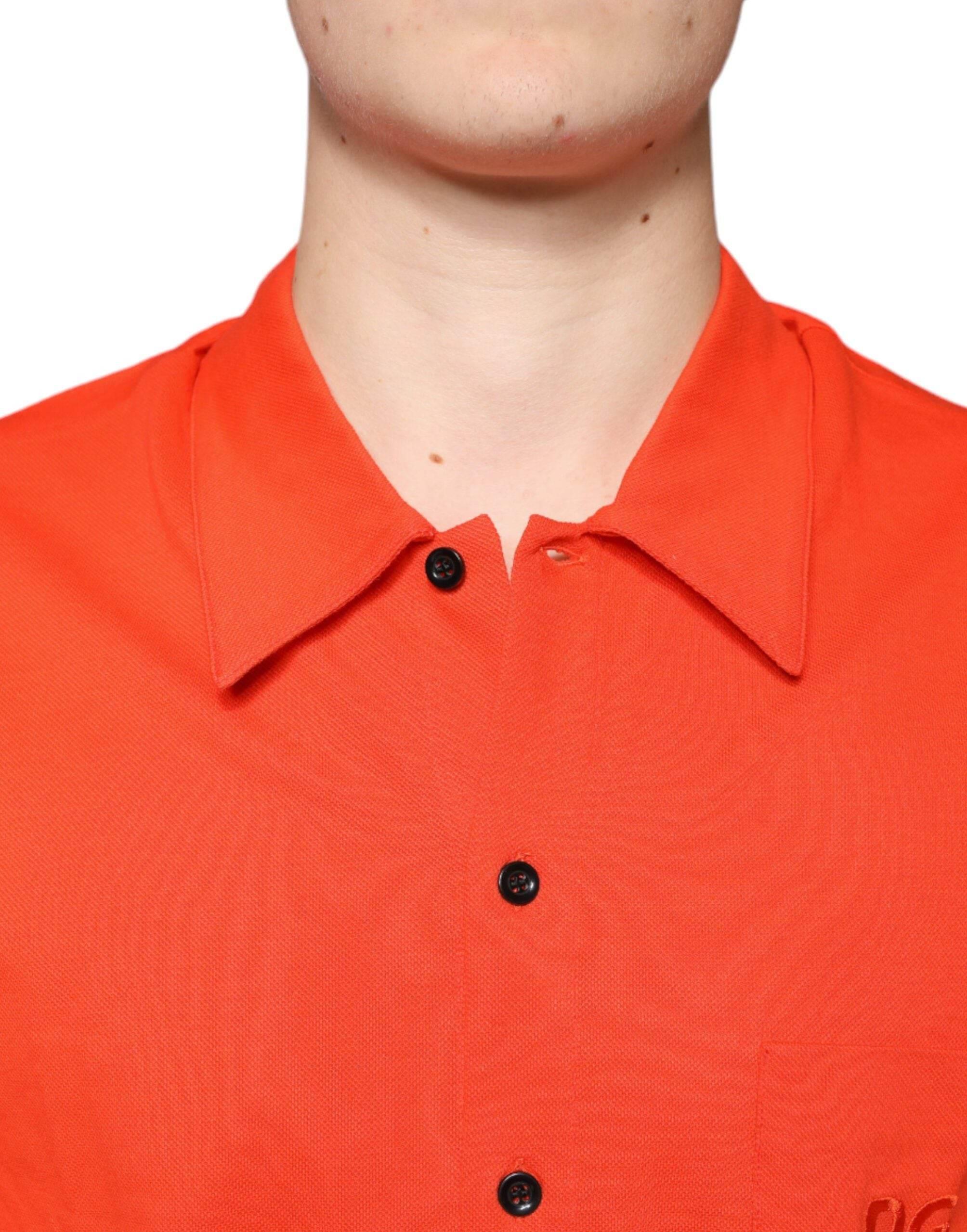 Dolce & Gabbana Orange Cotton Button Down Casual Polo Shirt - Hilstor