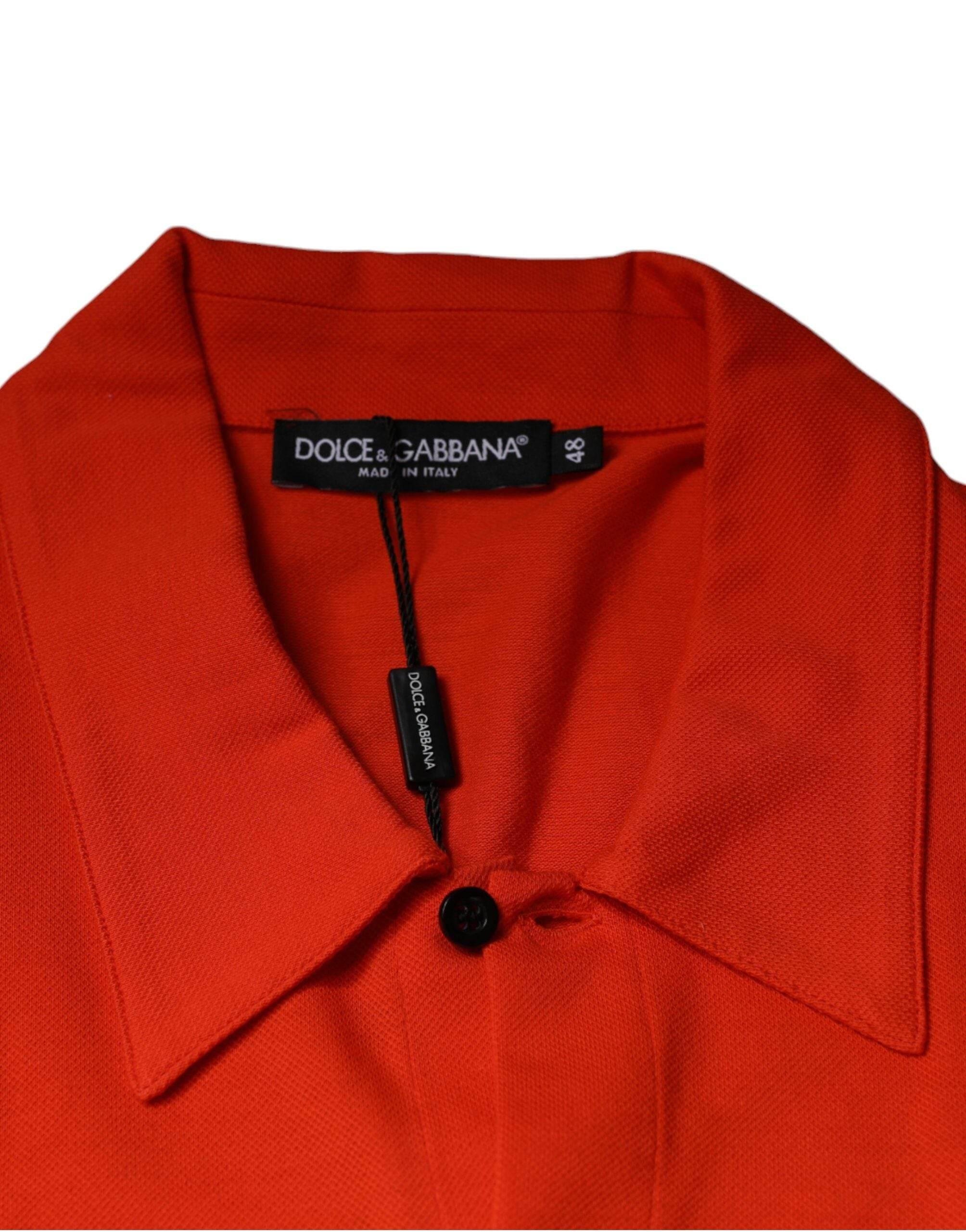 Dolce & Gabbana Orange Cotton Button Down Casual Polo Shirt - Hilstor