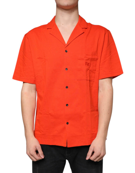 Dolce & Gabbana Orange Cotton Button Down Casual Polo Shirt - Hilstor