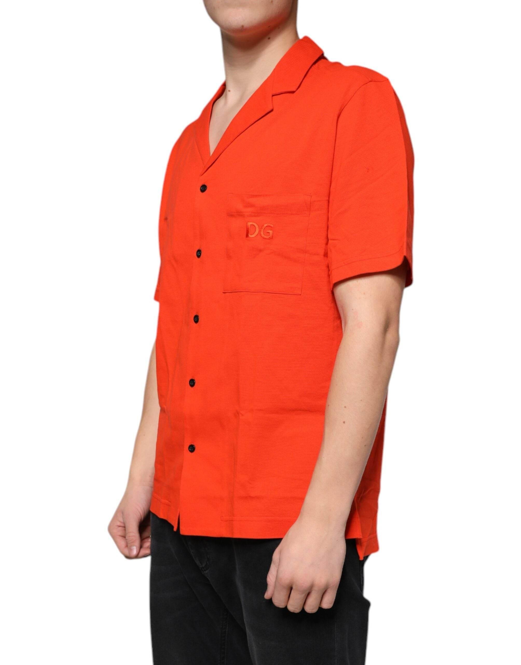 Dolce & Gabbana Orange Cotton Button Down Casual Polo Shirt - Hilstor
