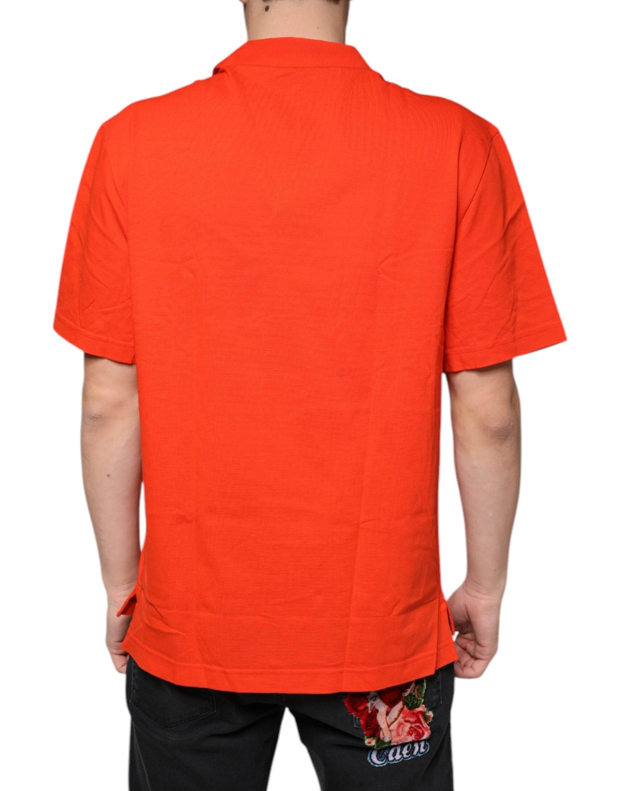 Dolce & Gabbana Orange Cotton Button Down Casual Polo Shirt - Hilstor