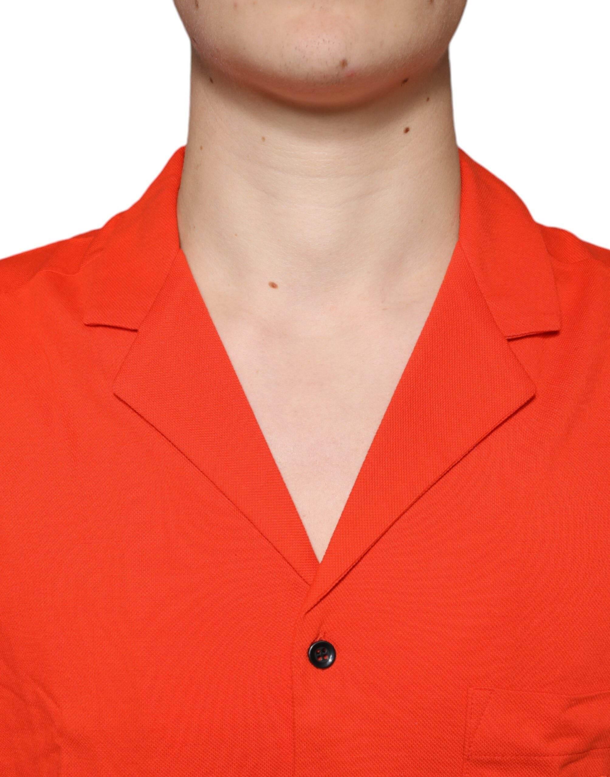 Dolce & Gabbana Orange Cotton Button Down Casual Polo Shirt - Hilstor