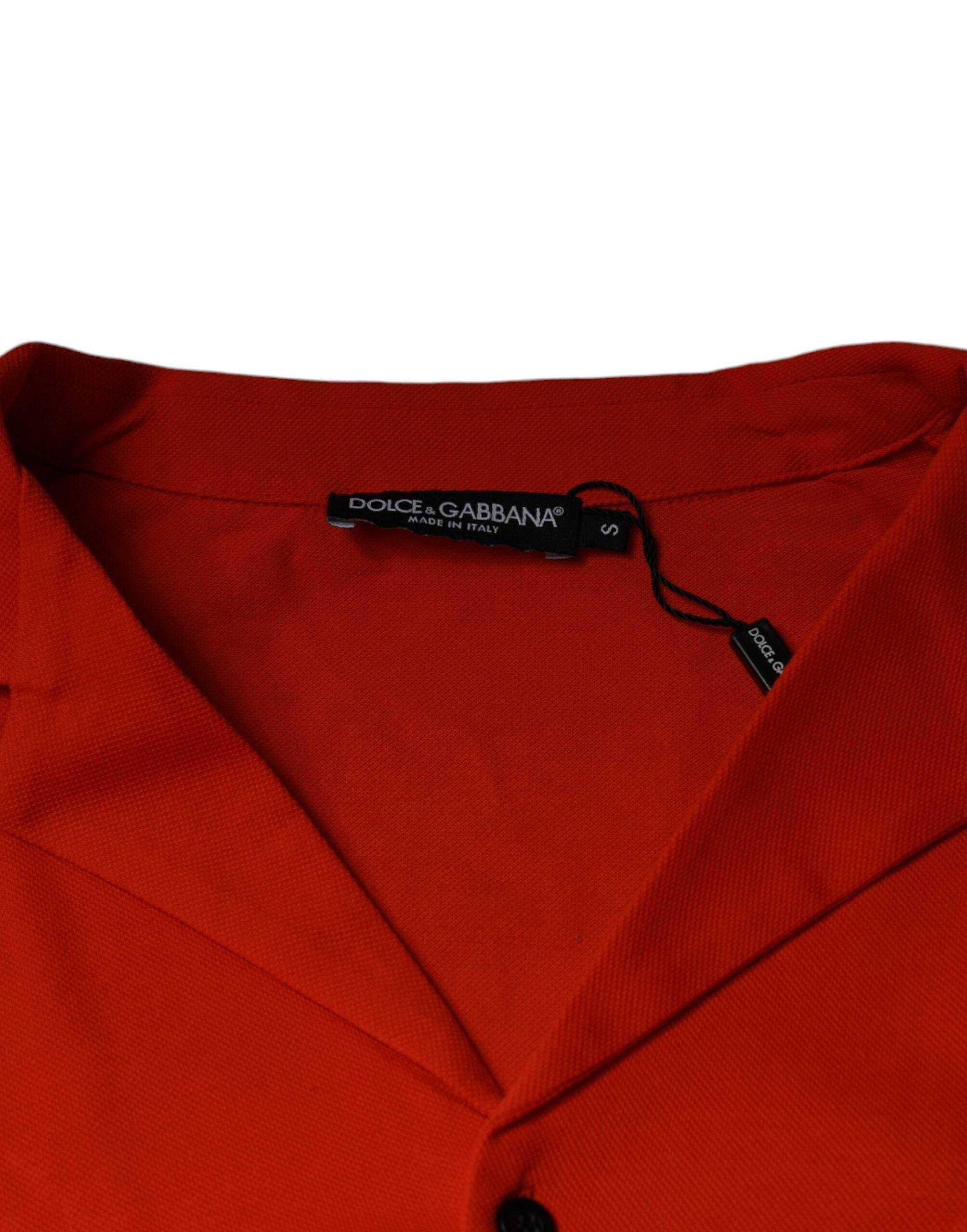 Dolce & Gabbana Orange Cotton Button Down Casual Polo Shirt - Hilstor