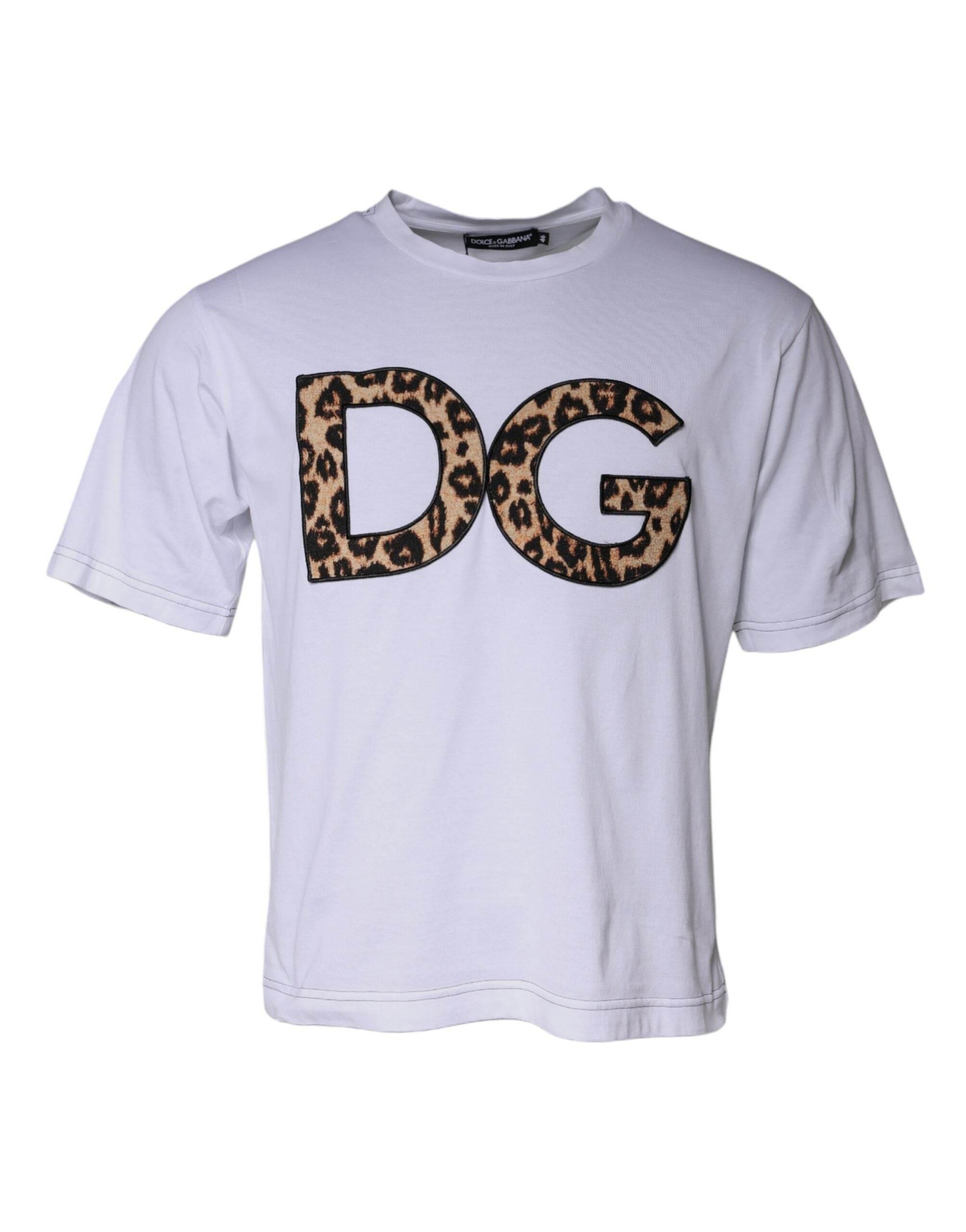 Dolce & Gabbana White DG Logo Cotton Shorts Sleeves T-shirt - Hilstor