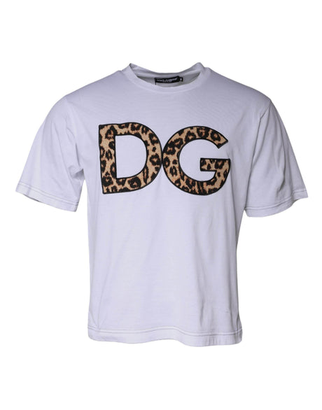 Dolce & Gabbana White DG Logo Cotton Shorts Sleeves T-shirt - Hilstor