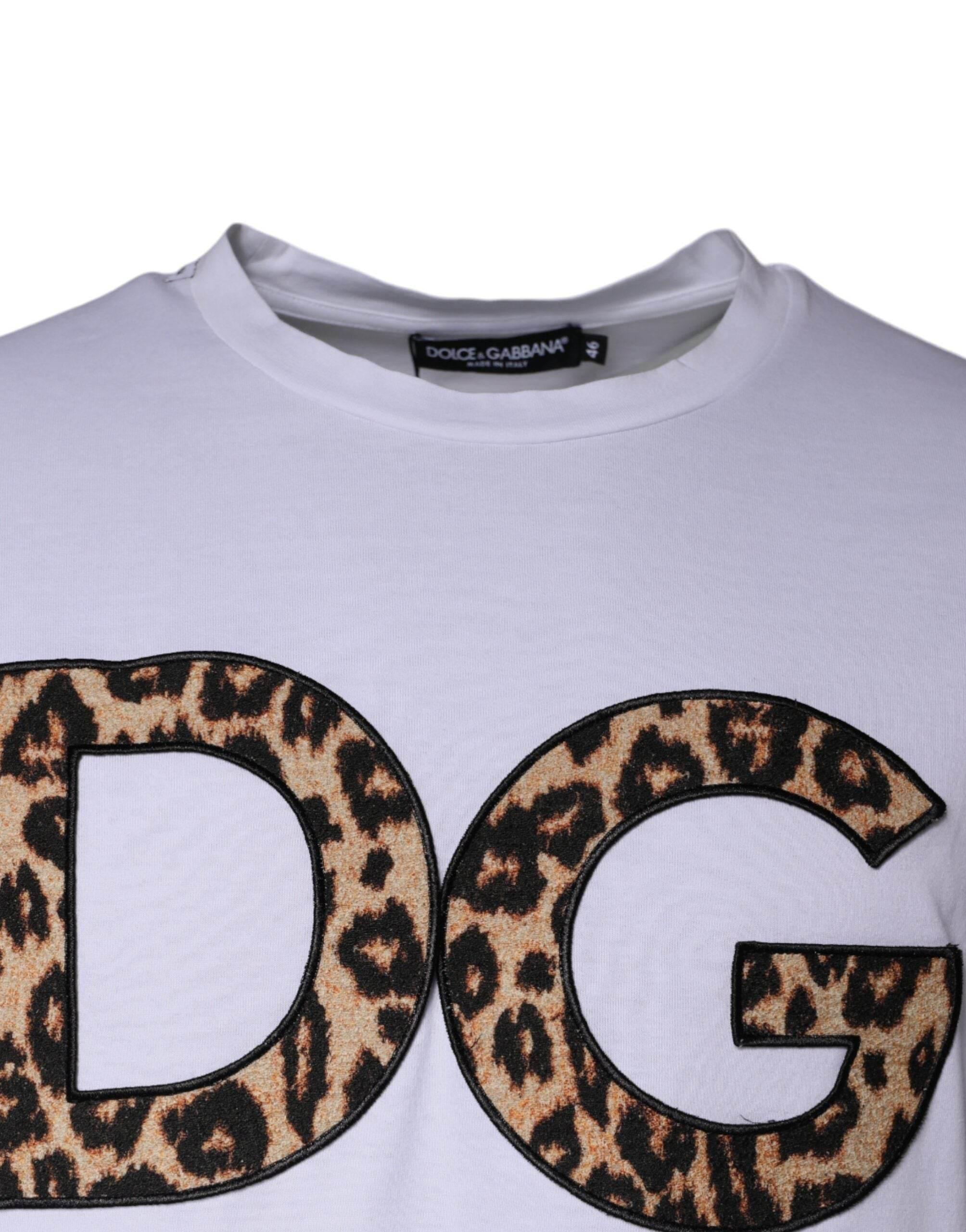 Dolce & Gabbana White DG Logo Cotton Shorts Sleeves T-shirt - Hilstor